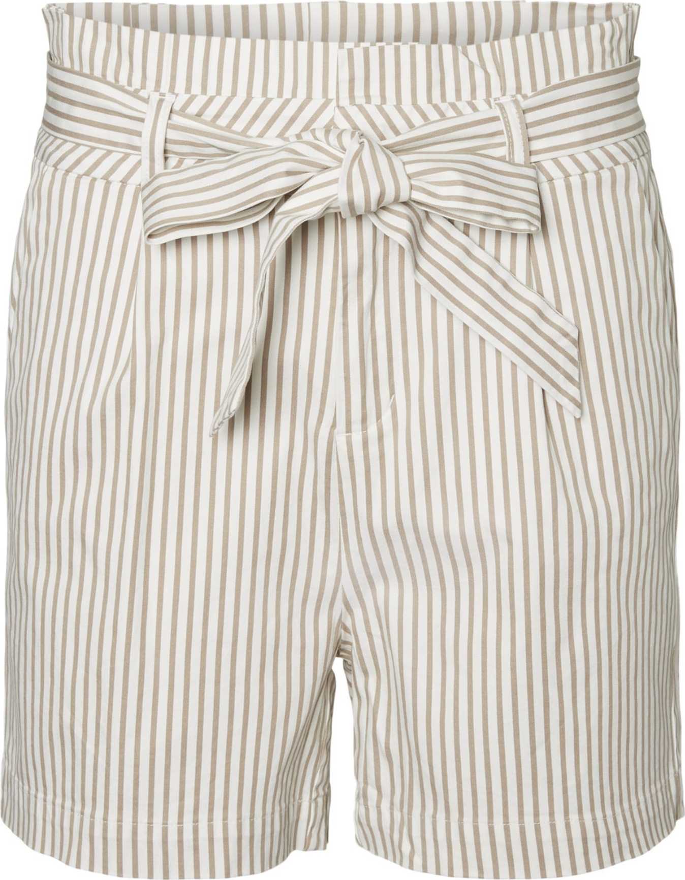 Vero Moda Petite Kalhoty se sklady v pase 'Eva' světle béžová / bílá