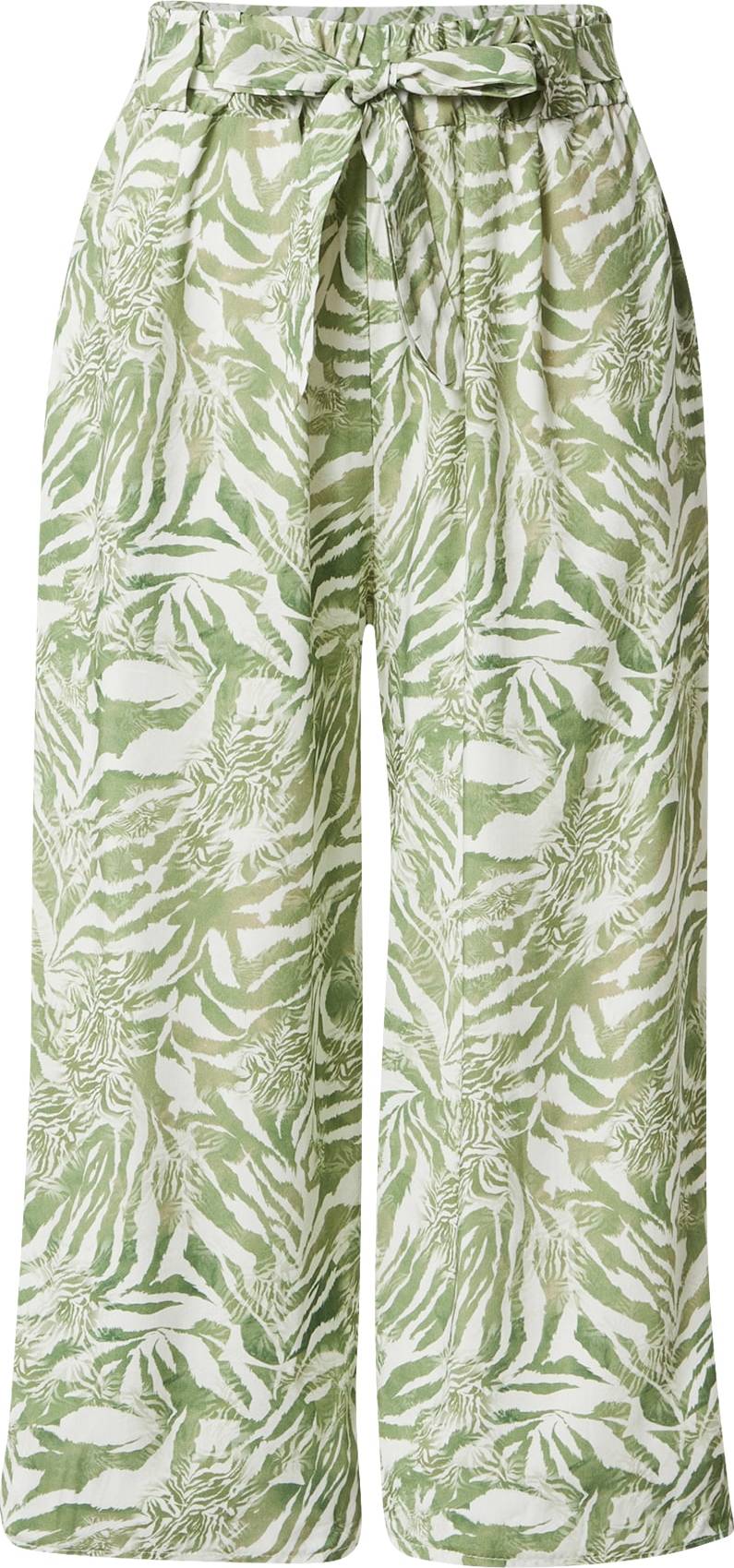 ZABAIONE Kalhoty 'Maya' pastelově zelená / světle zelená / bílá