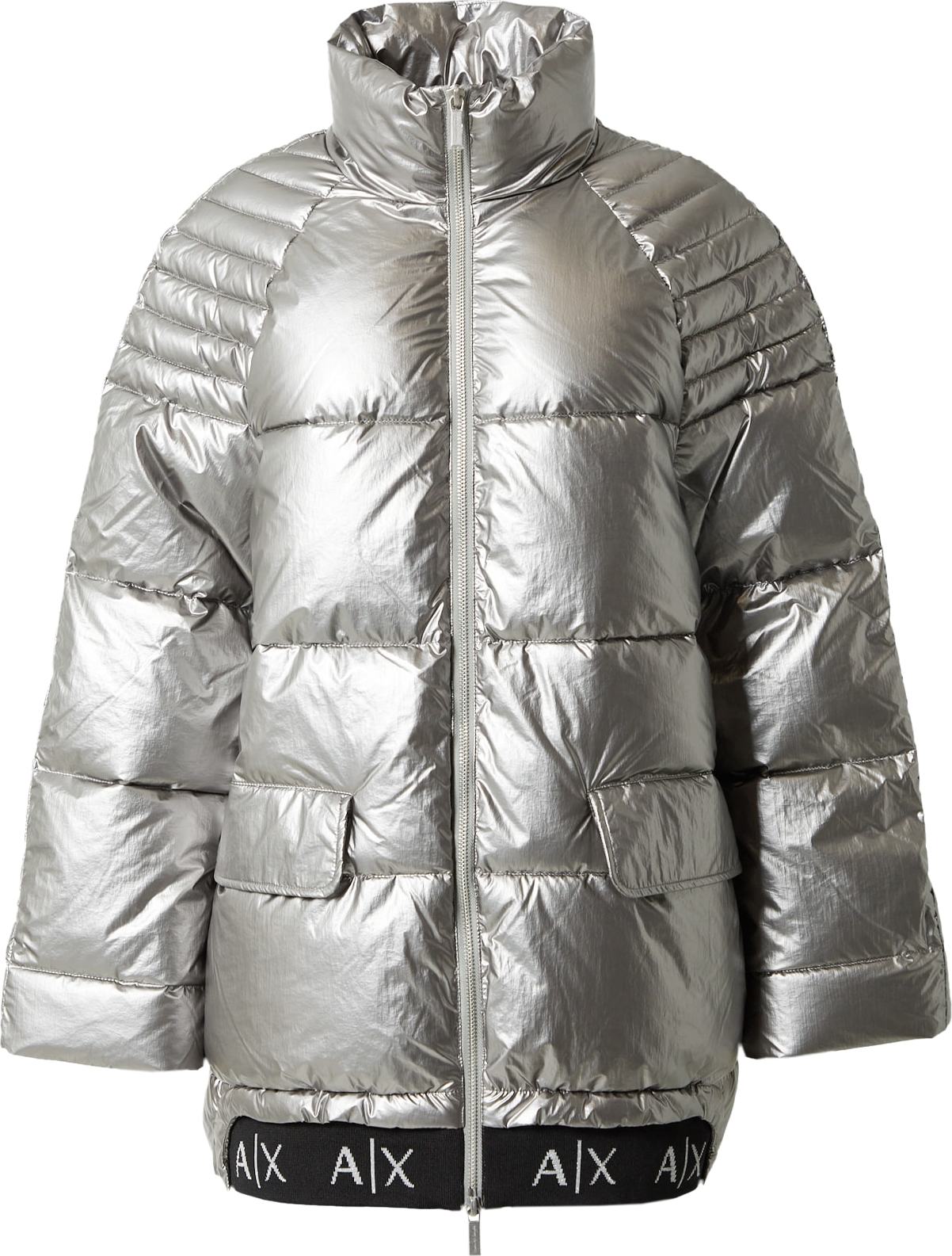 ARMANI EXCHANGE Zimní bunda černá / stříbrná