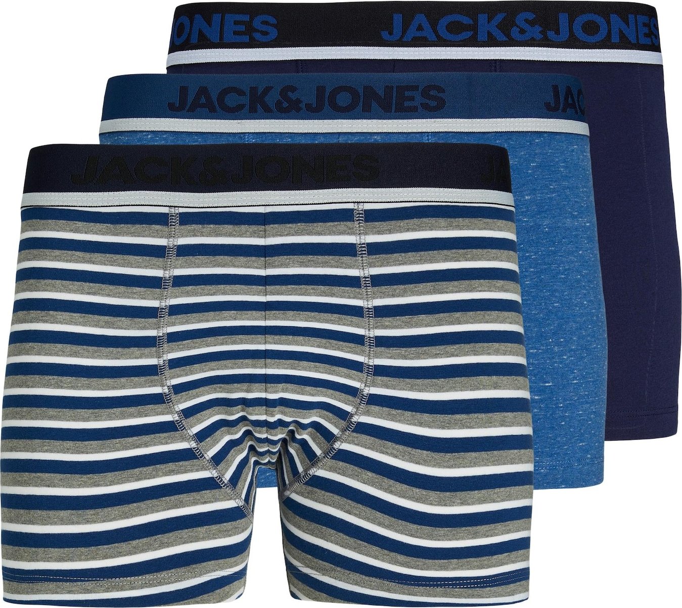 JACK & JONES Boxerky 'WILSON' námořnická modř / šedý melír / bílá