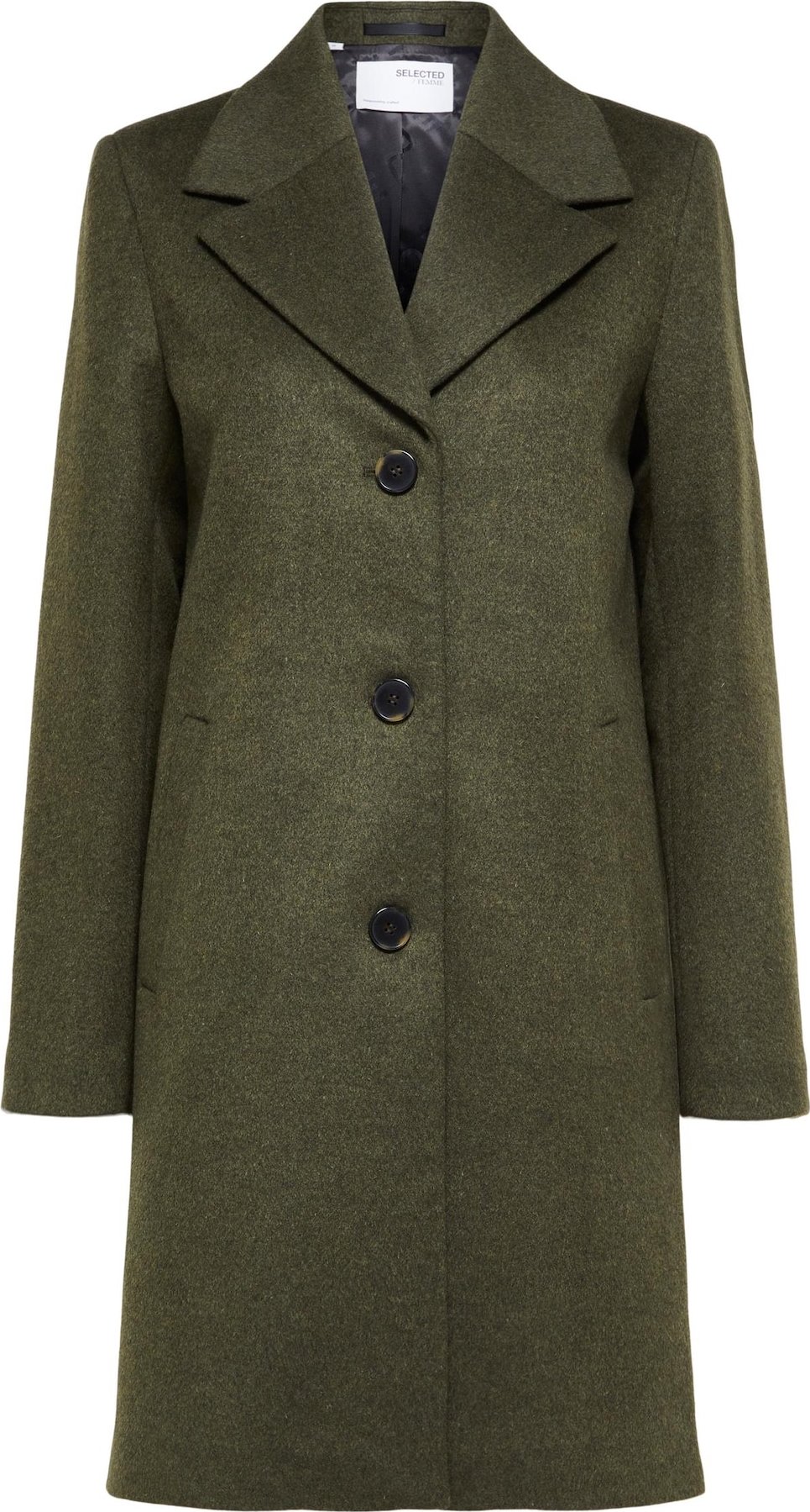 Selected Femme Curve Přechodný kabát 'Sasja' tmavě zelená