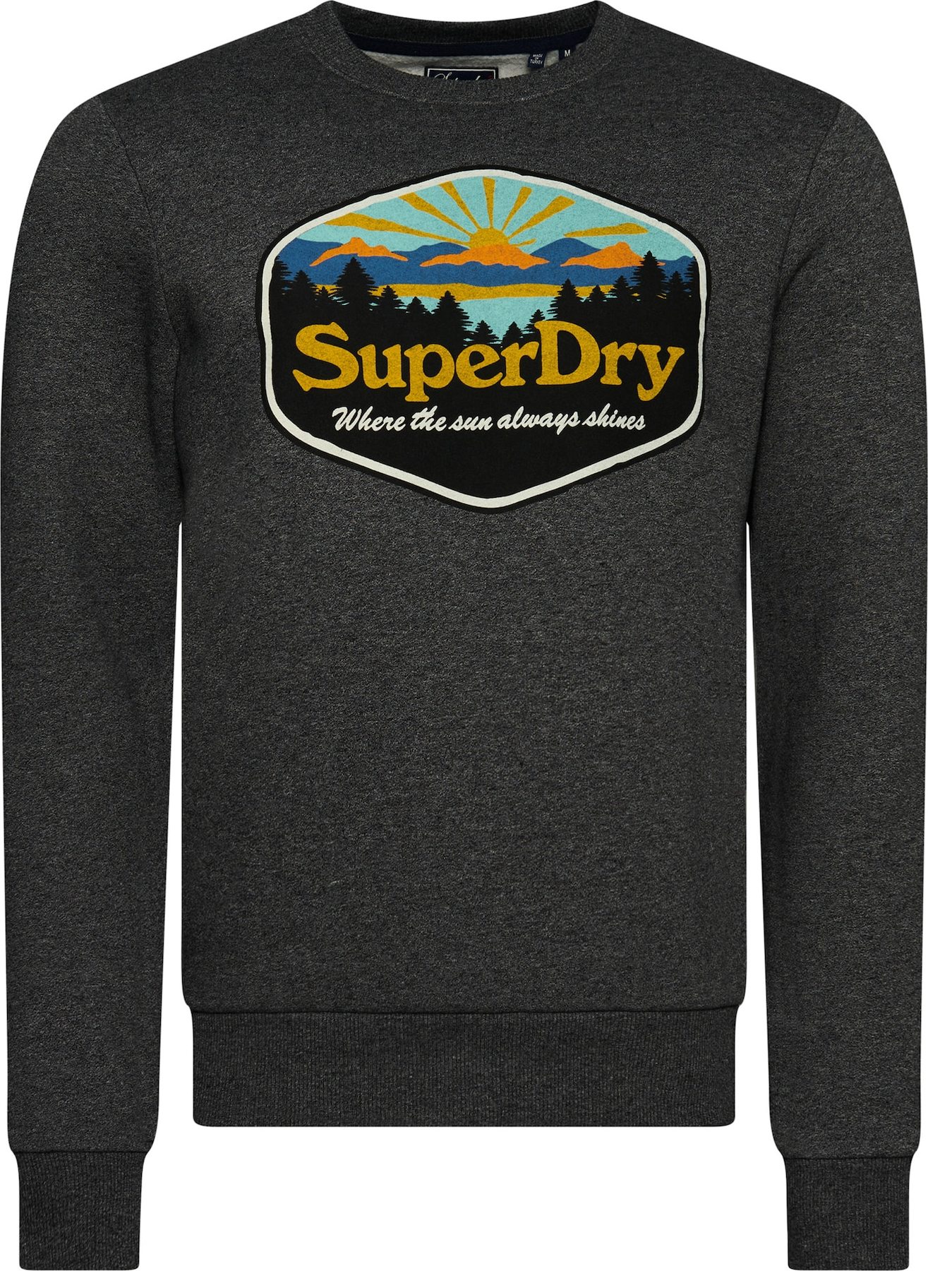 Superdry Mikina tmavě šedá / mix barev