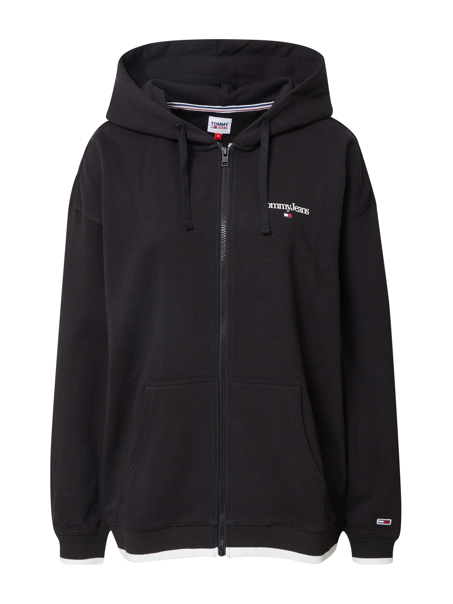 Tommy Jeans Mikina s kapucí černá / bílá