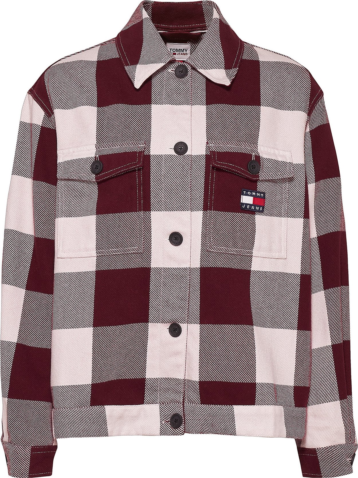 Tommy Jeans Přechodná bunda modrá / světle růžová / červená / bordó / bílá