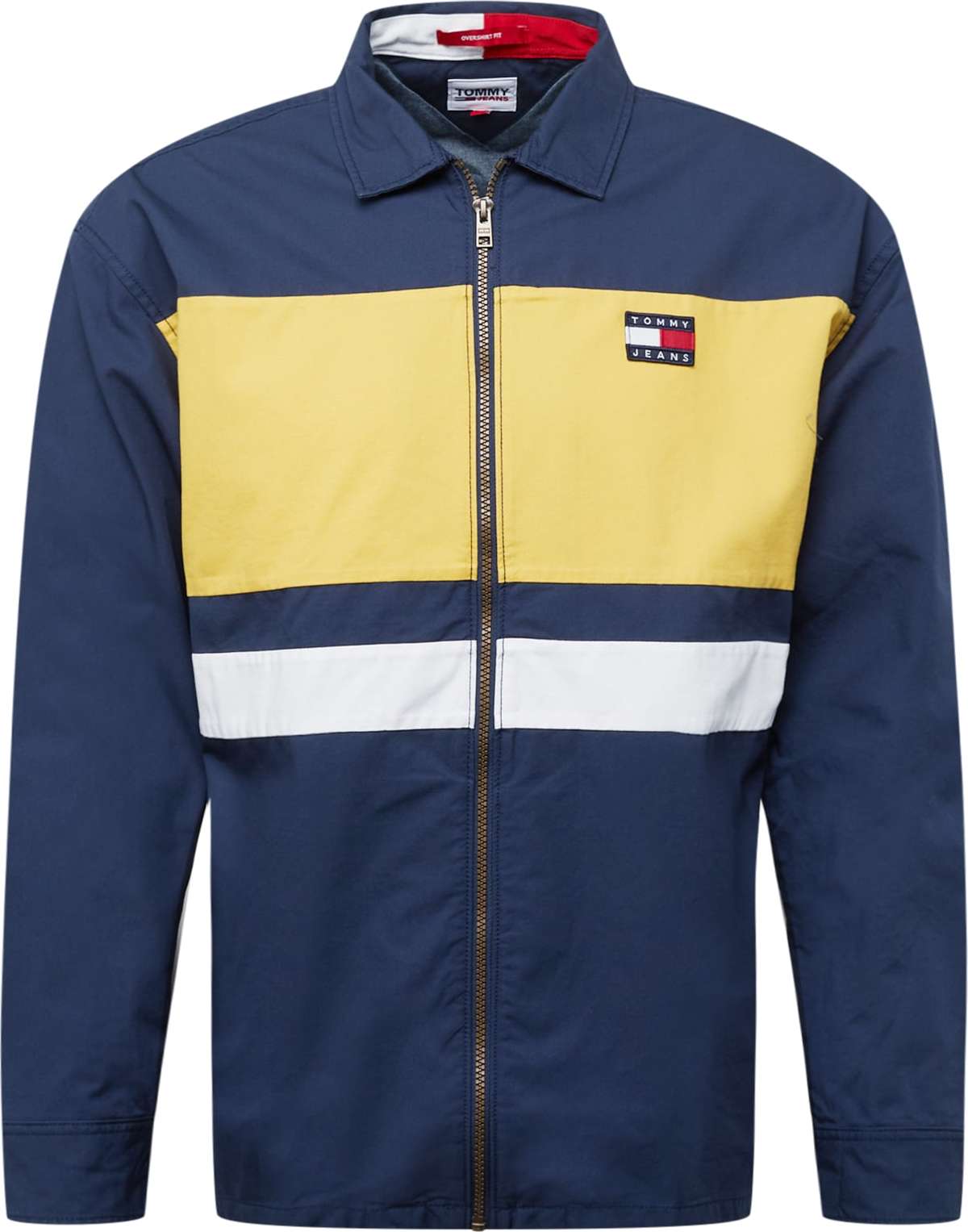 Tommy Jeans Přechodná bunda námořnická modř / žlutá / tmavě červená / bílá
