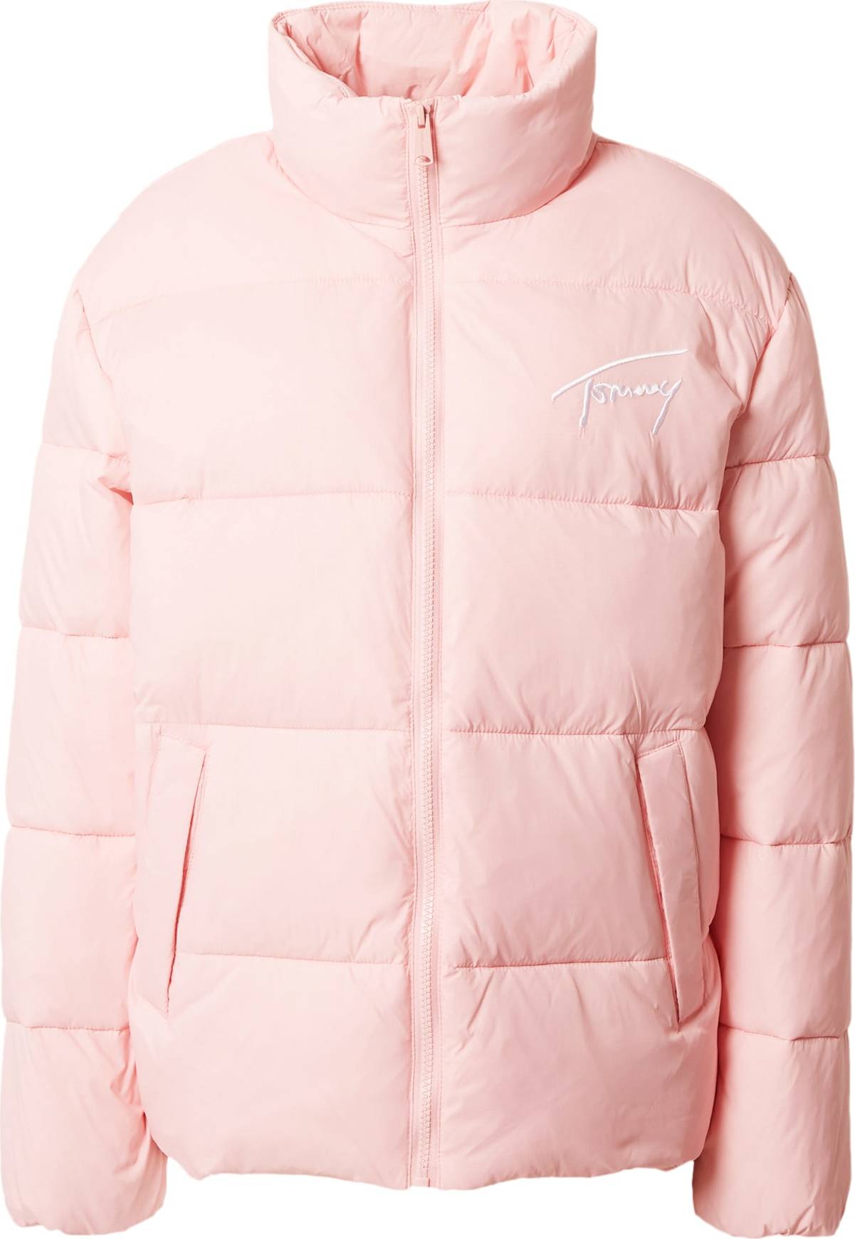 Tommy Jeans Přechodná bunda růžová / bílá