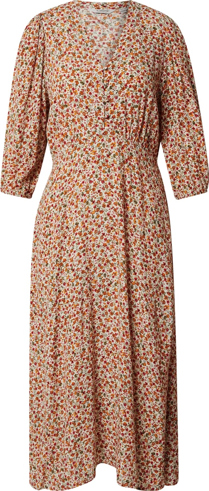 b.young Košilové šaty 'FLOURI' krémová / medová / olivová / trávově zelená / jasně oranžová