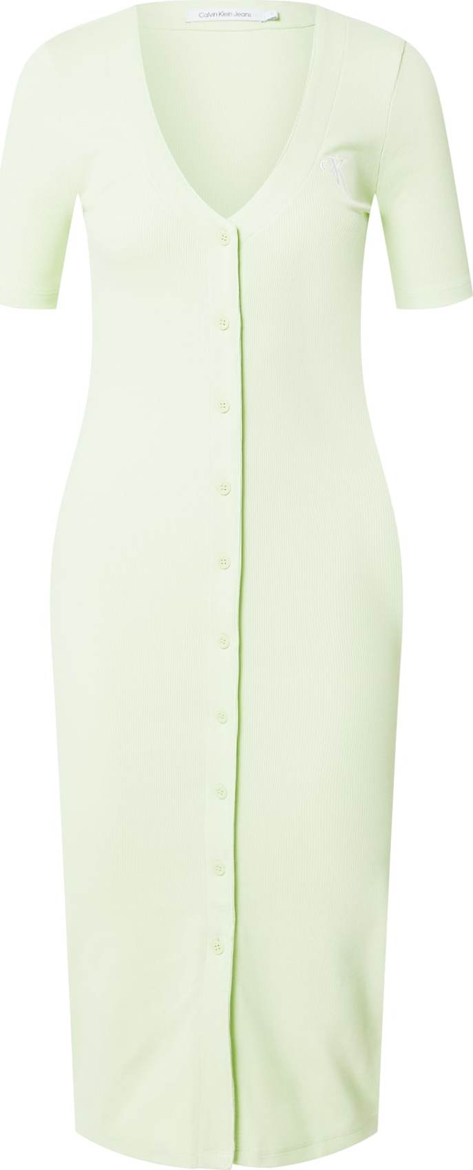 Calvin Klein Jeans Košilové šaty světle zelená / bílá