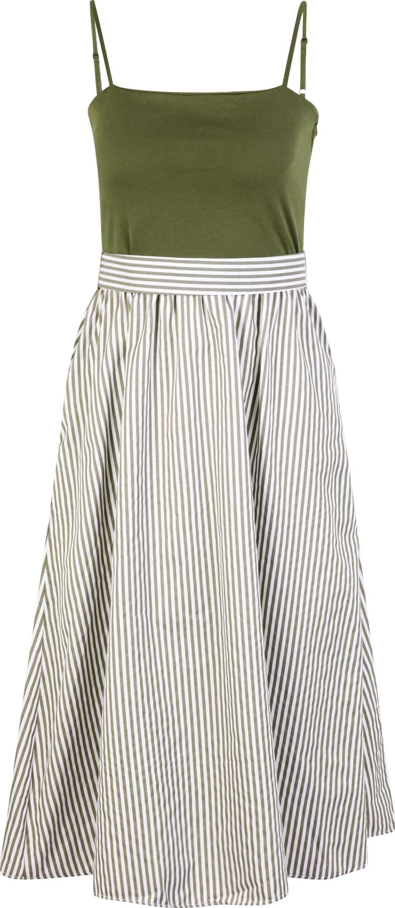 Trendyol Letní šaty khaki / bílá