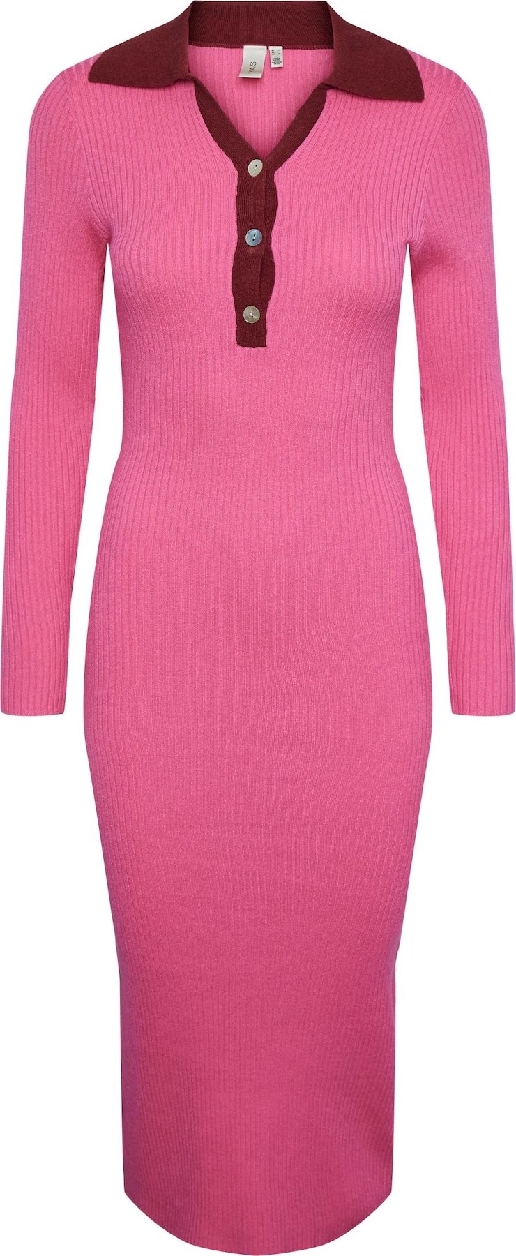 Y.A.S Úpletové šaty 'Minna' světle růžová / burgundská červeň