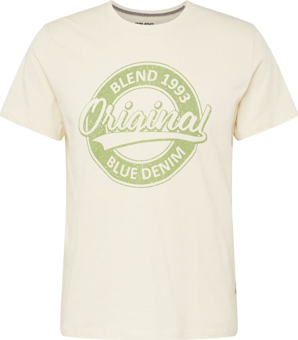 BLEND Tričko pastelově zelená / barva bílé vlny