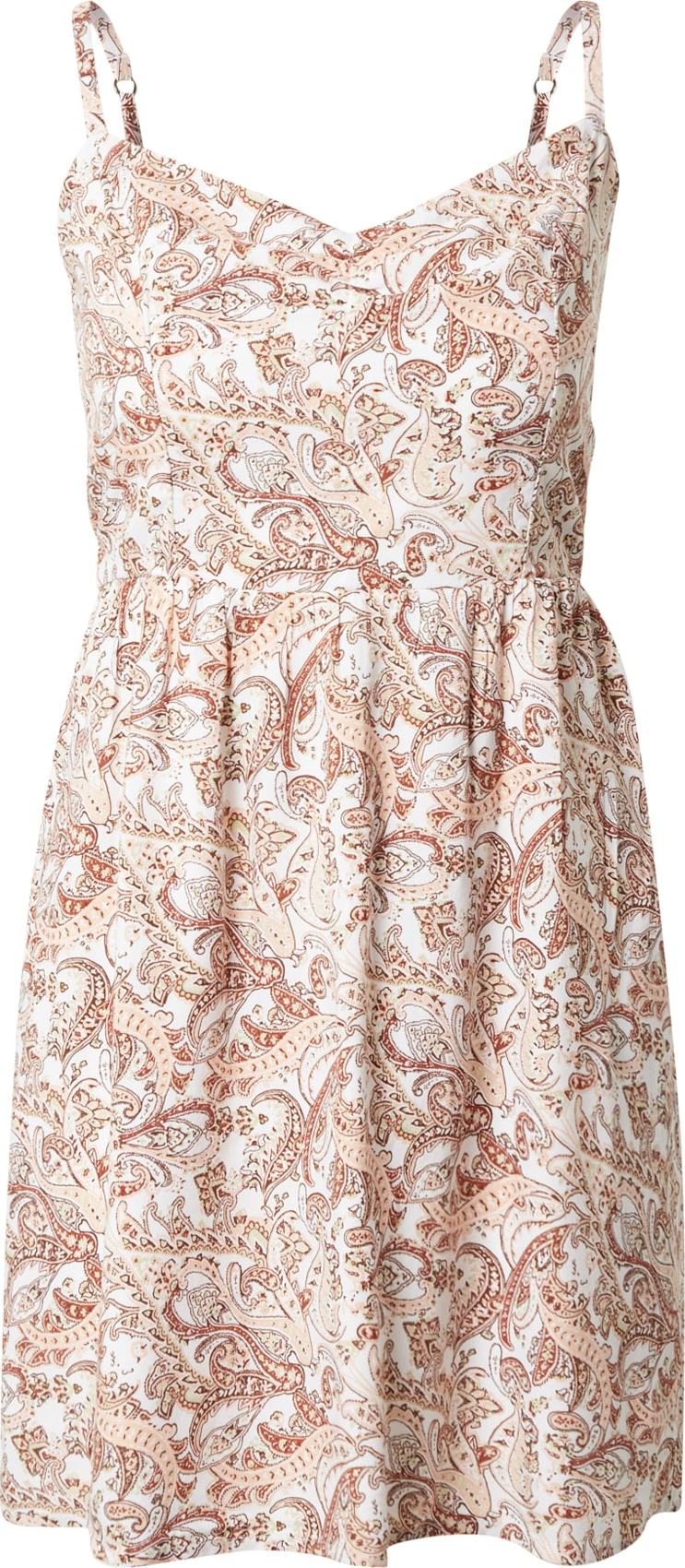 HOLLISTER Letní šaty 'APAC' béžová / hnědá / offwhite