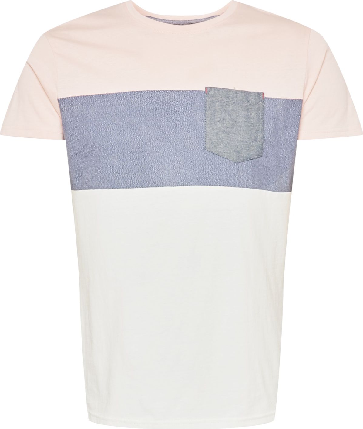 INDICODE JEANS Tričko 'Clemens' krémová / modrá / šedý melír / růžová