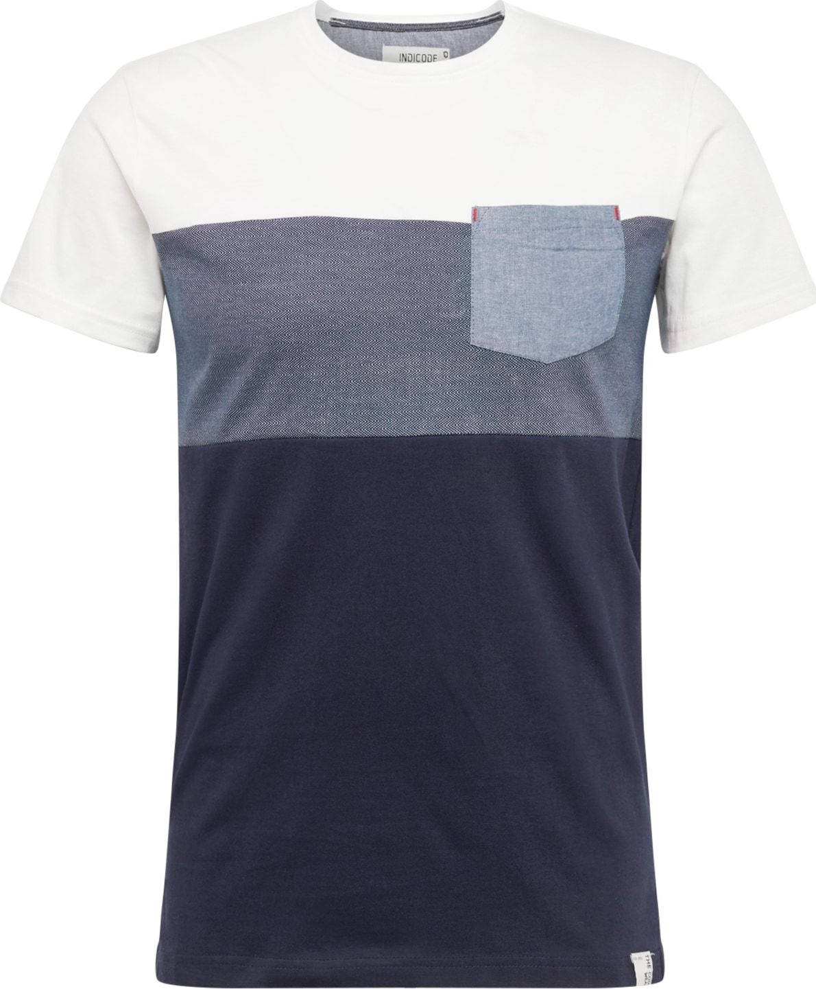 INDICODE JEANS Tričko 'Clemens' tmavě modrá / bílá