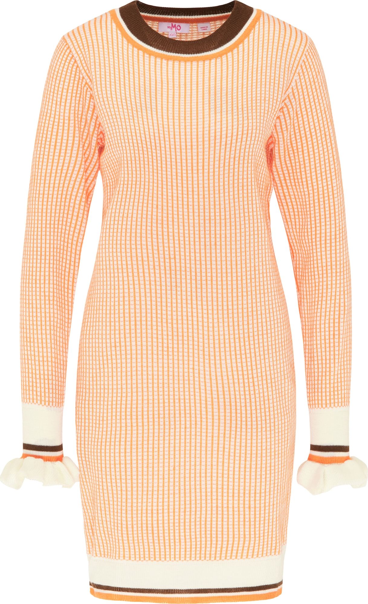 MYMO Úpletové šaty oranžová / černá / bílá