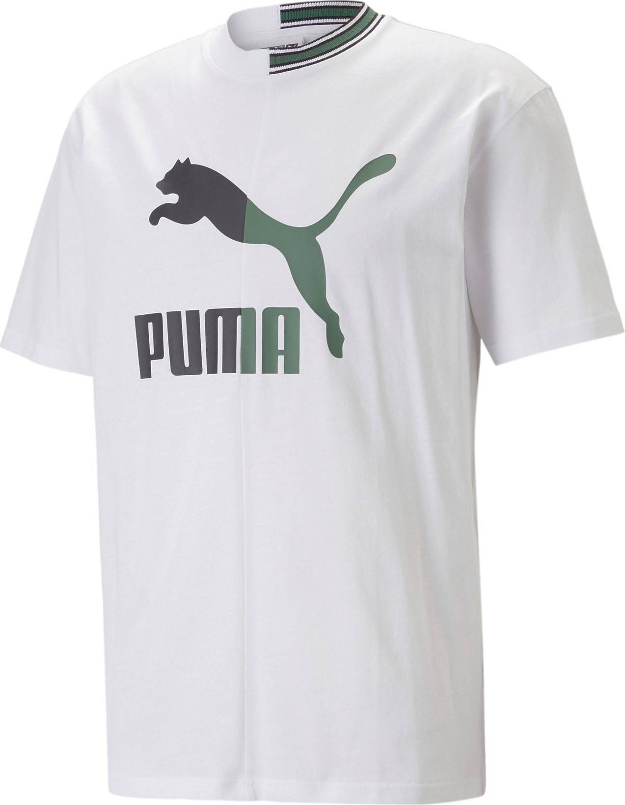 PUMA Tričko tmavě zelená / černá / bílá