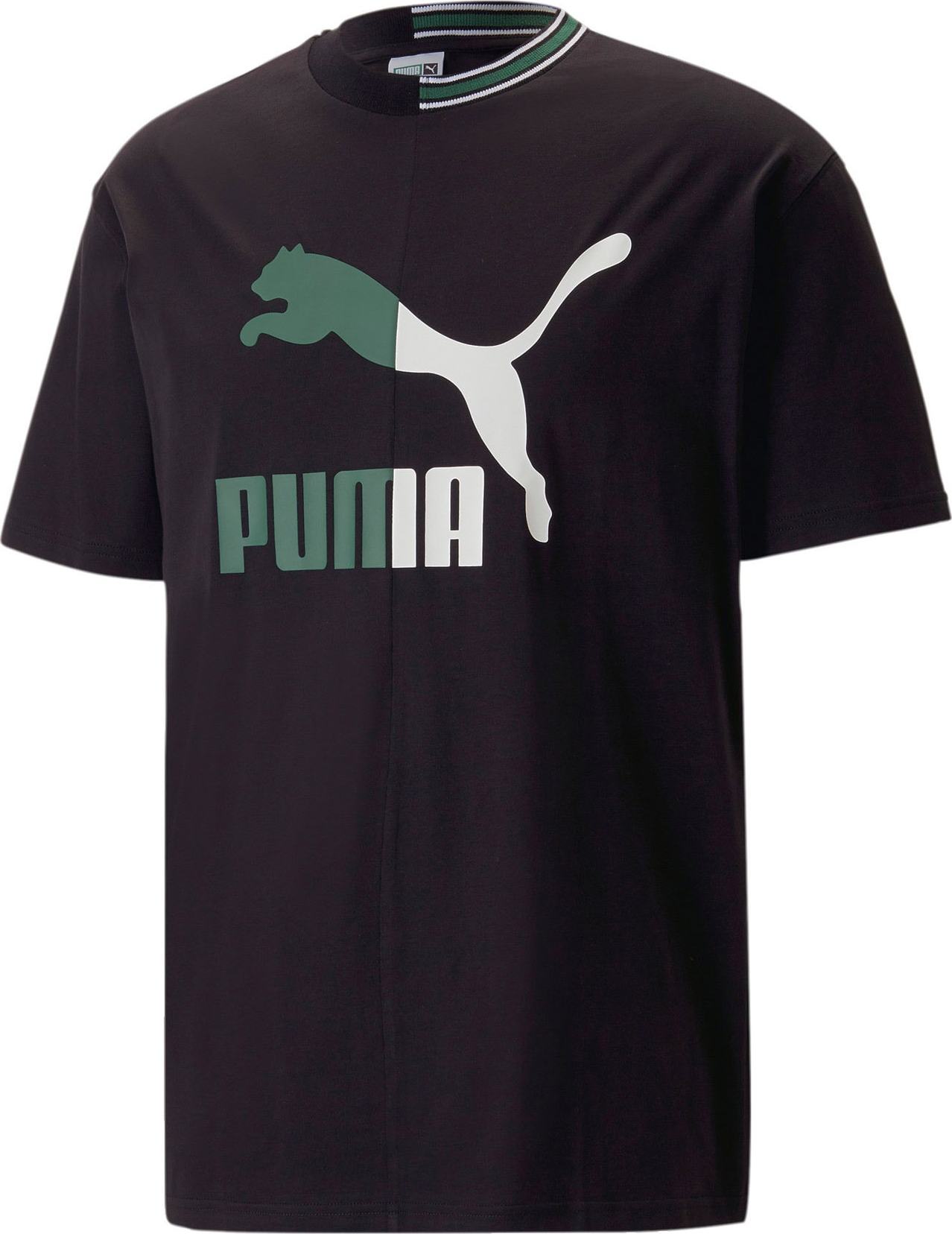 PUMA Tričko zelená / černá / bílá