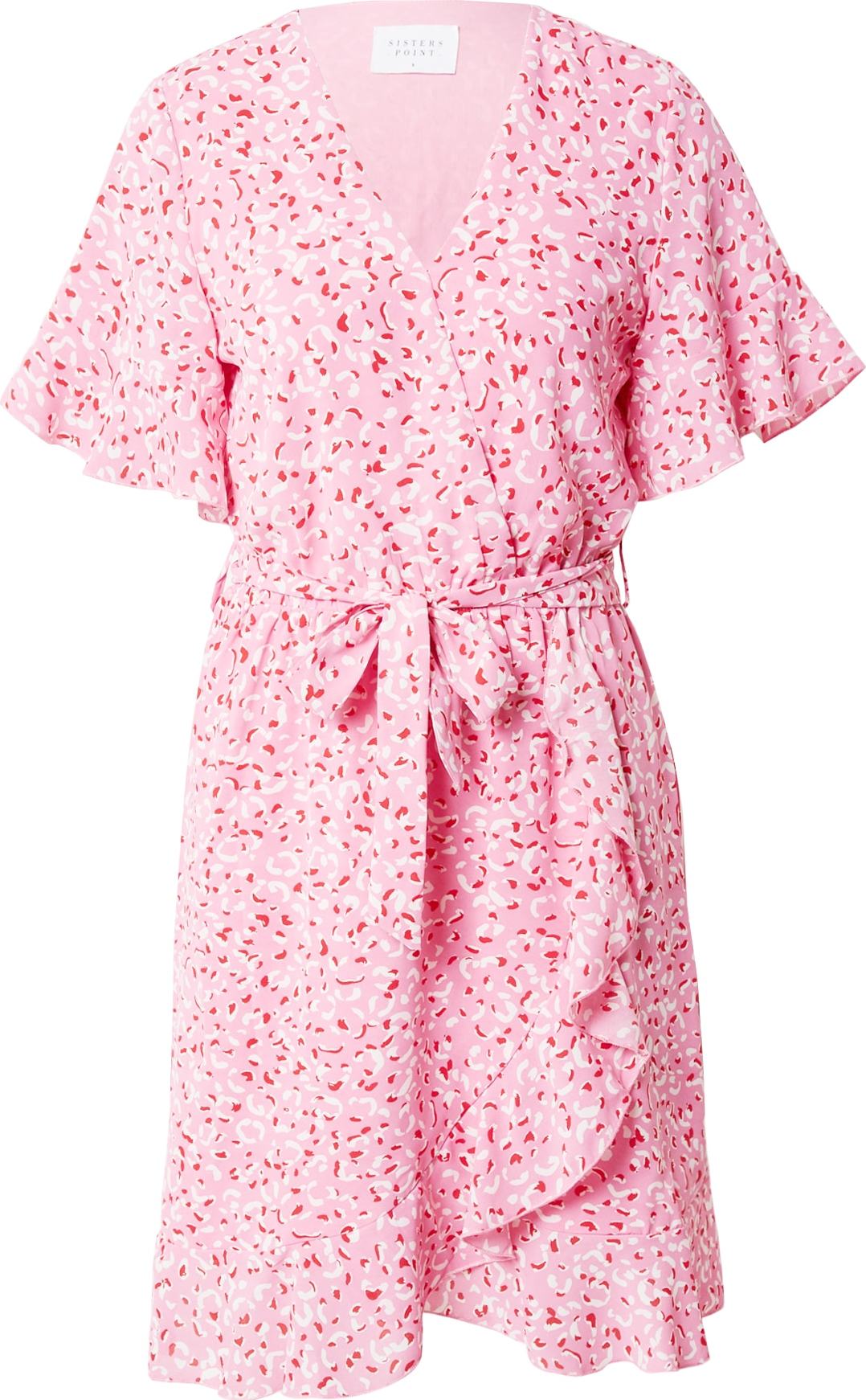 SISTERS POINT Šaty 'NEW GRETO' pink / červená / bílá