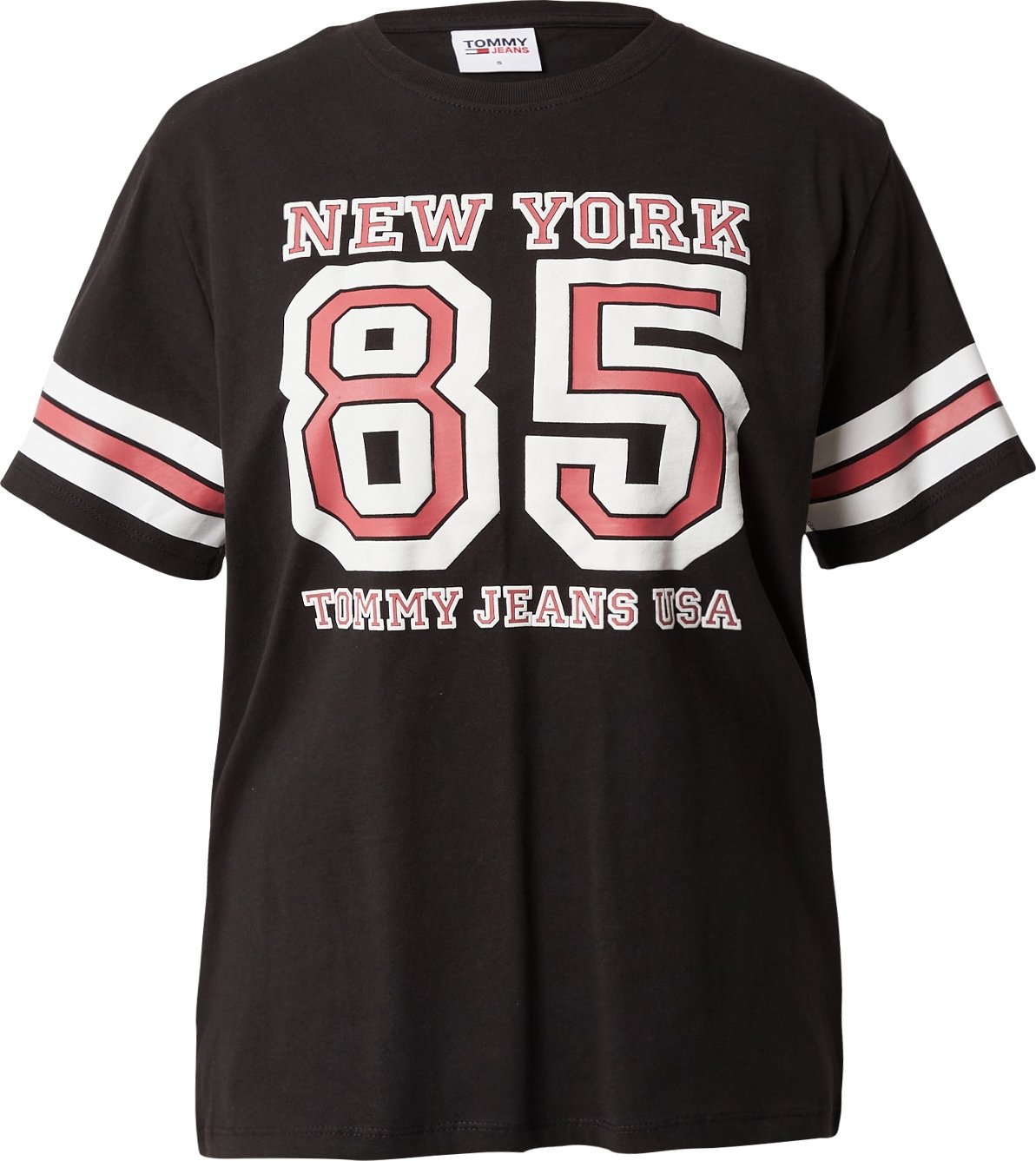 Tommy Jeans Tričko 'Collegiate' melounová / černá / bílá