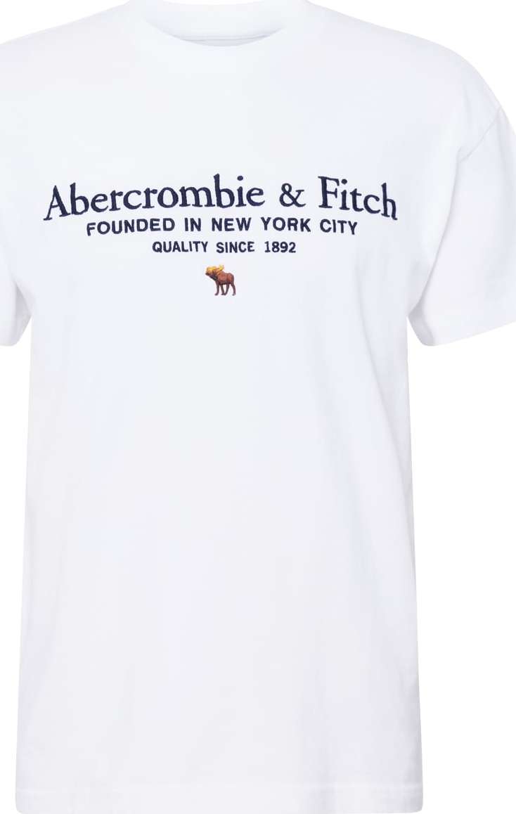 Abercrombie & Fitch Tričko tmavě modrá / hnědá / žlutá / bílá