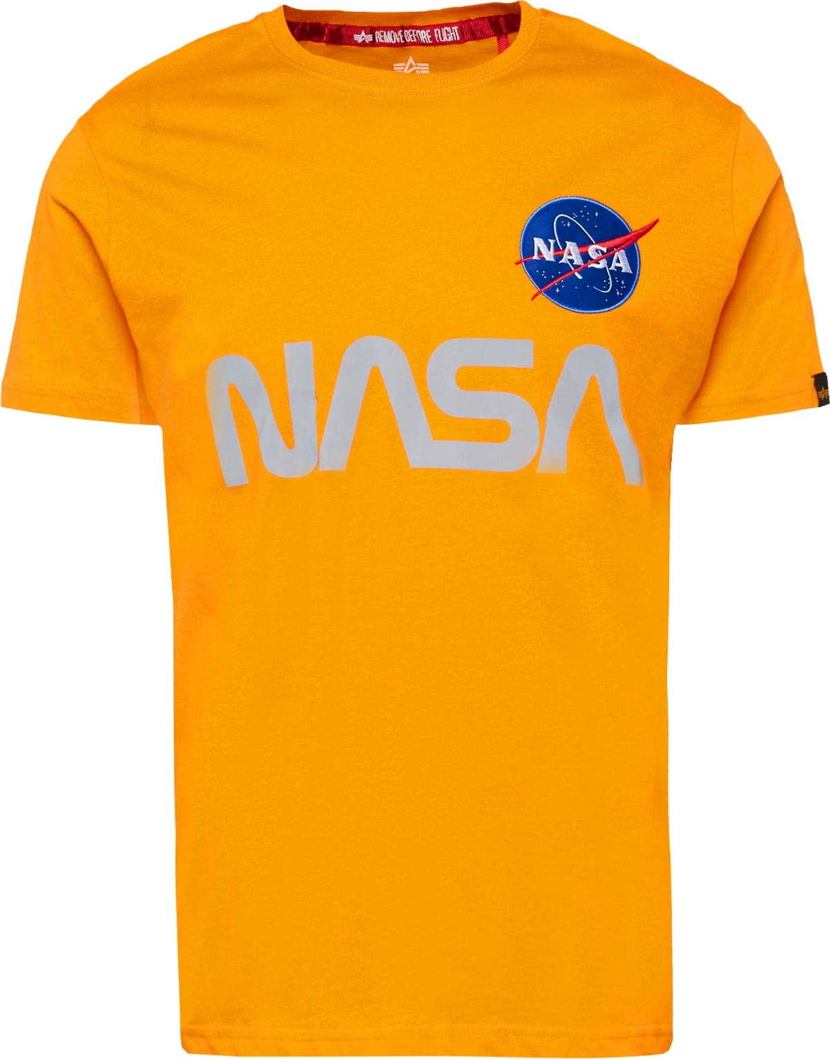 ALPHA INDUSTRIES Tričko 'NASA' modrá / šedá / oranžová / červená