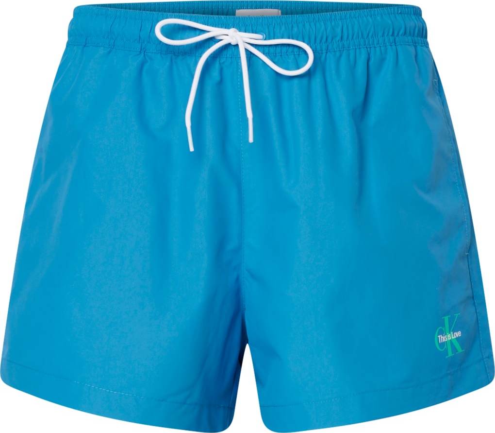 Calvin Klein Swimwear Plavecké šortky azurová / zelená / bílá