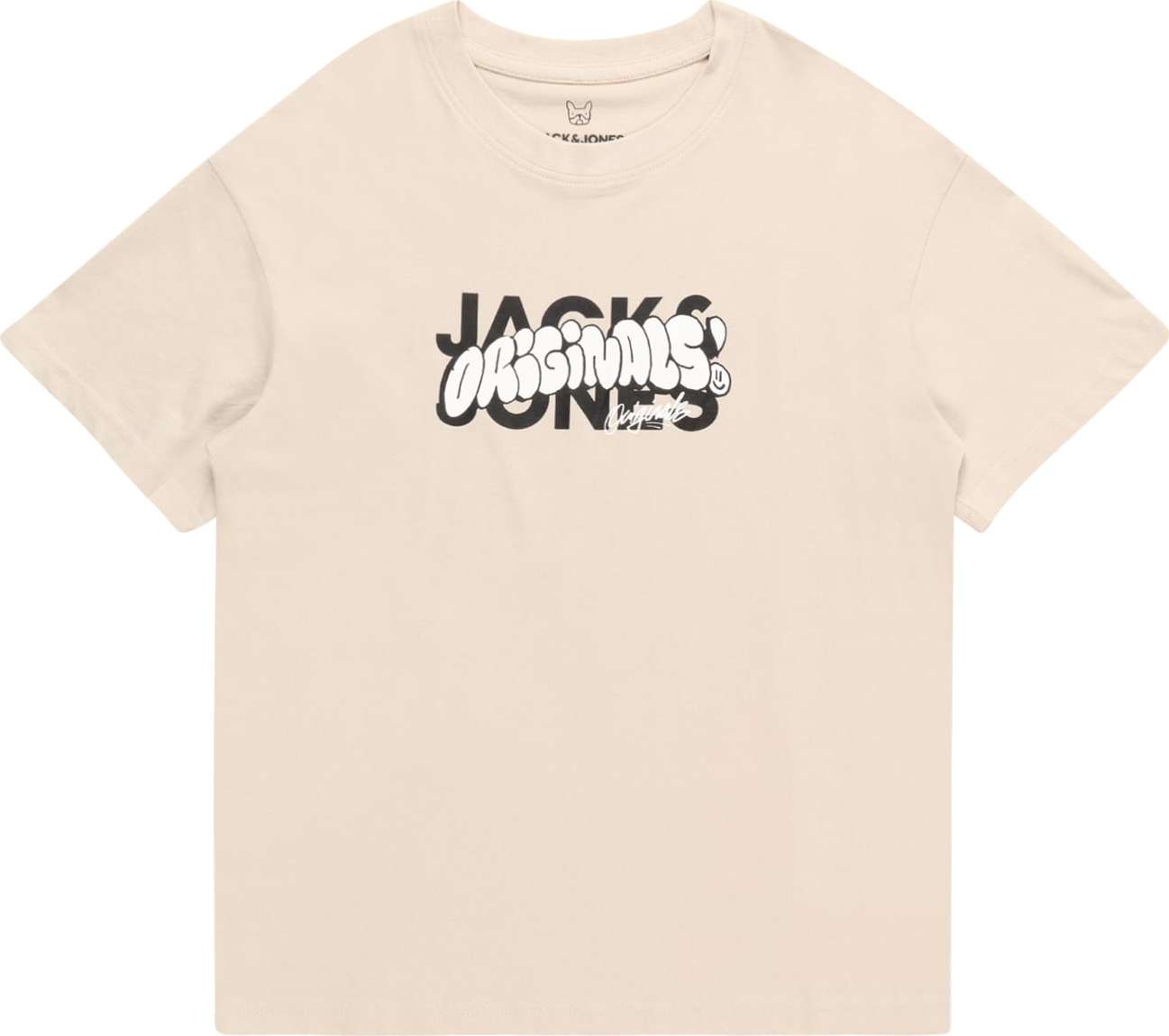 Jack & Jones Junior Tričko 'GRAFITTI' béžová / černá / bílá