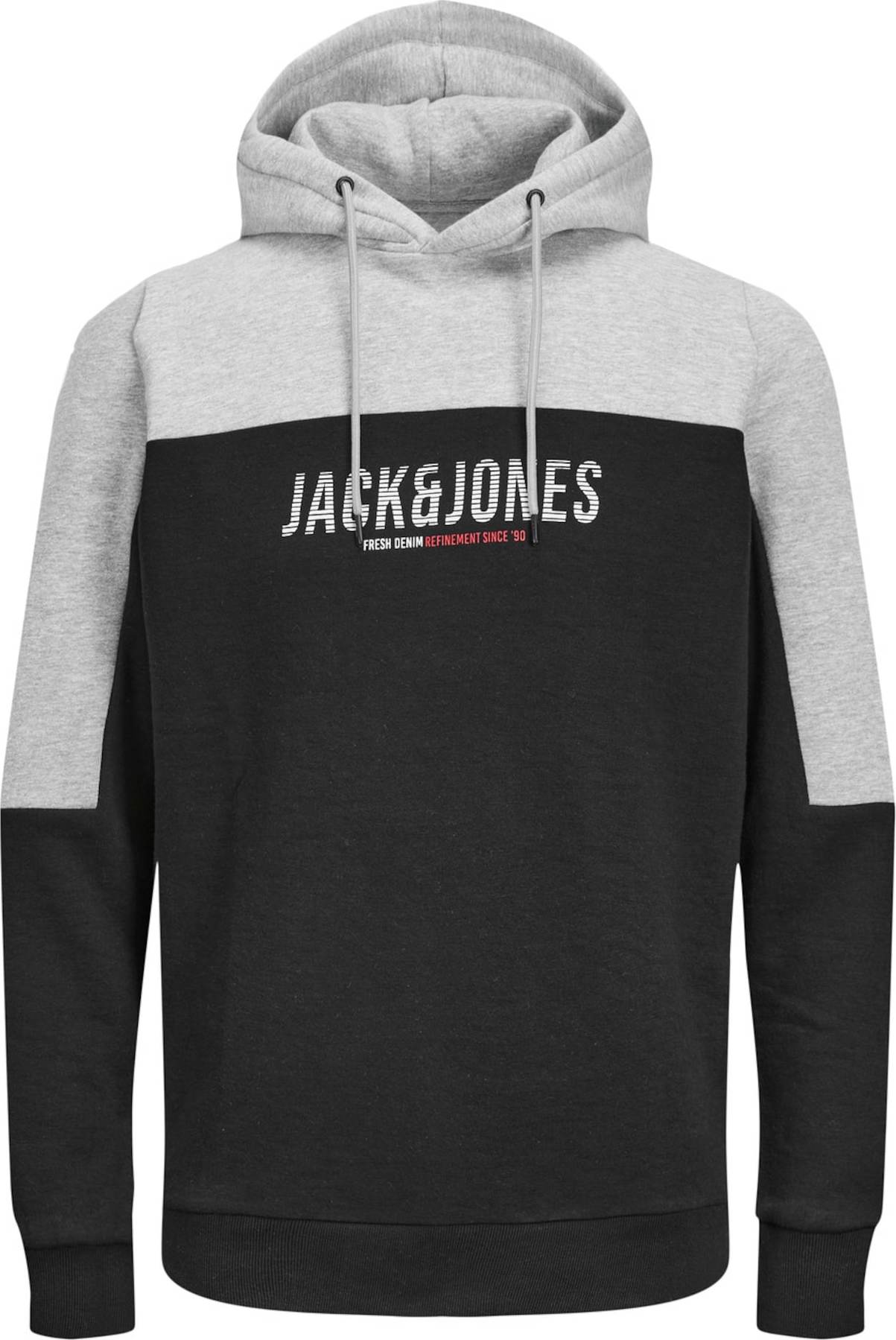 JACK & JONES Mikina 'Dan' šedý melír / červená / černá