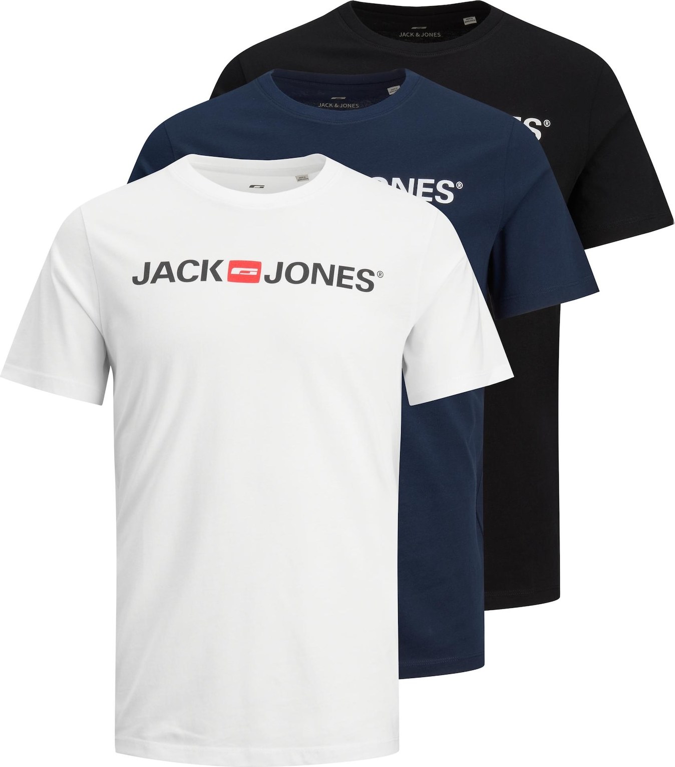JACK & JONES Tričko námořnická modř / oranžově červená / černá / bílá