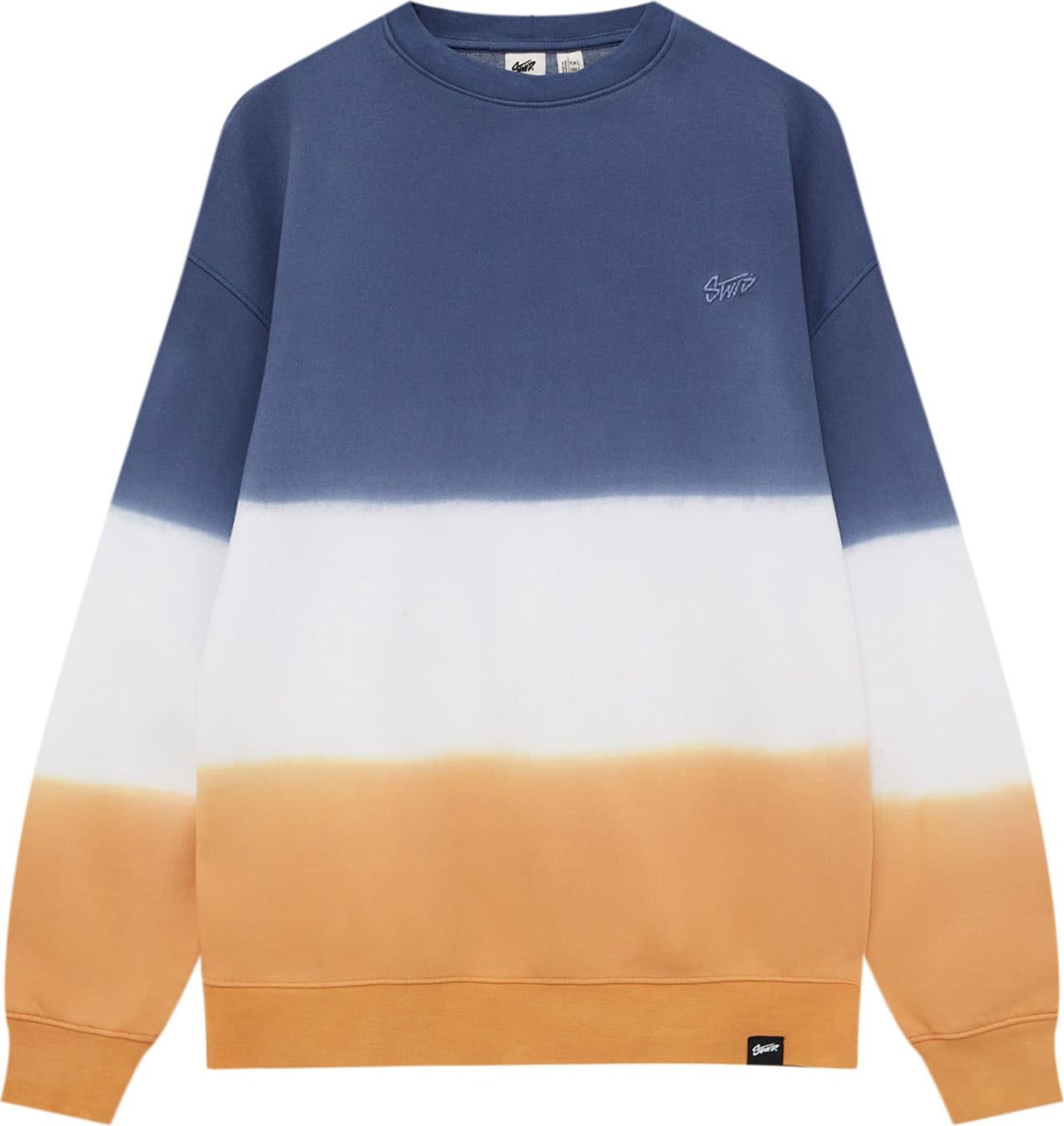 Pull&Bear Mikina marine modrá / jasně oranžová / bílá