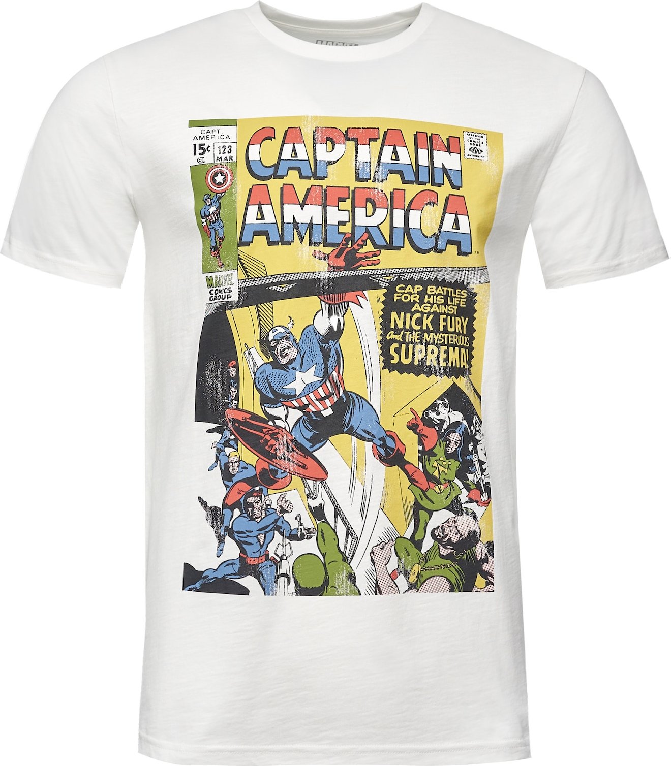 Recovered Tričko 'Captain America Battles' režná / mix barev
