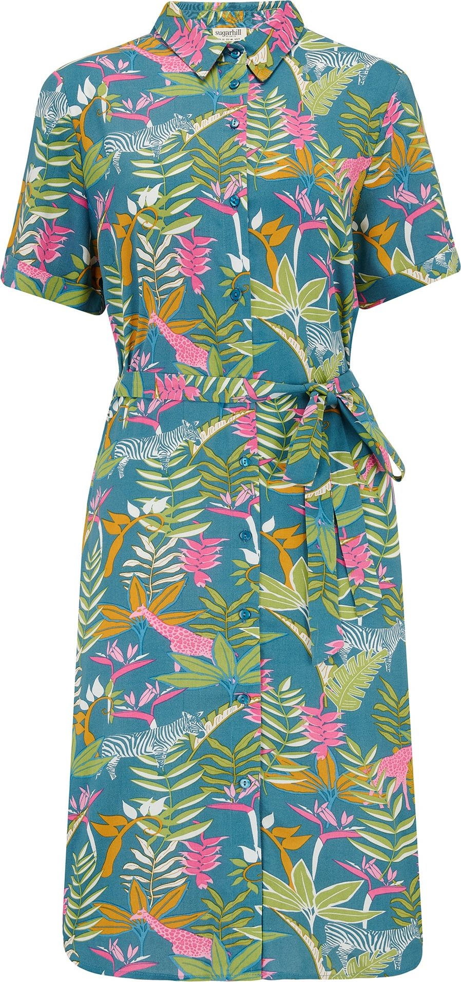 Sugarhill Brighton Košilové šaty 'JUSTINE' nebeská modř / světle zelená / oranžová / pink