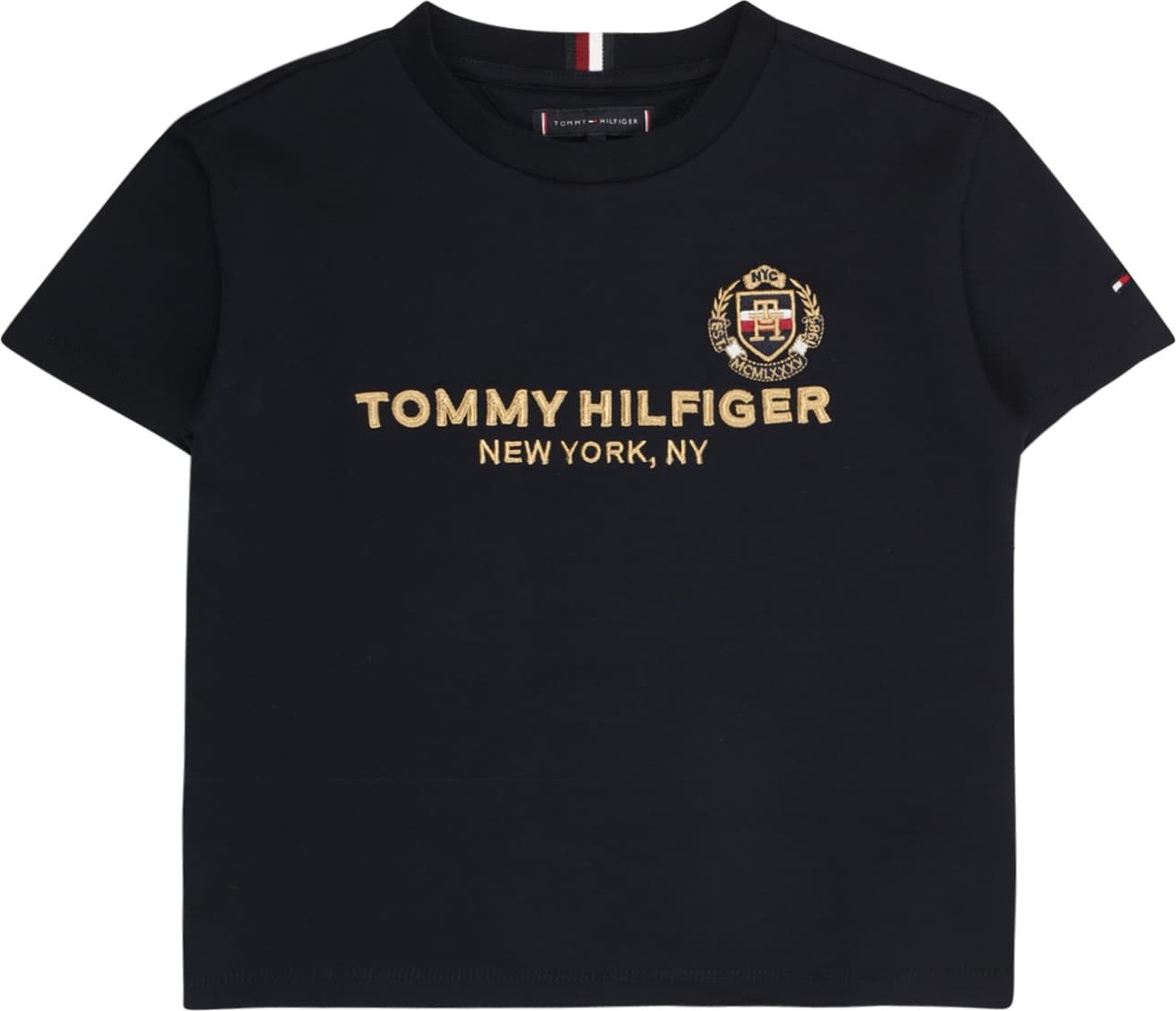 TOMMY HILFIGER Tričko písková / noční modrá / červená / bílá