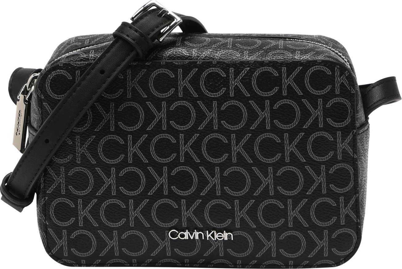 Calvin Klein Taška přes rameno černá / stříbrná / bílá
