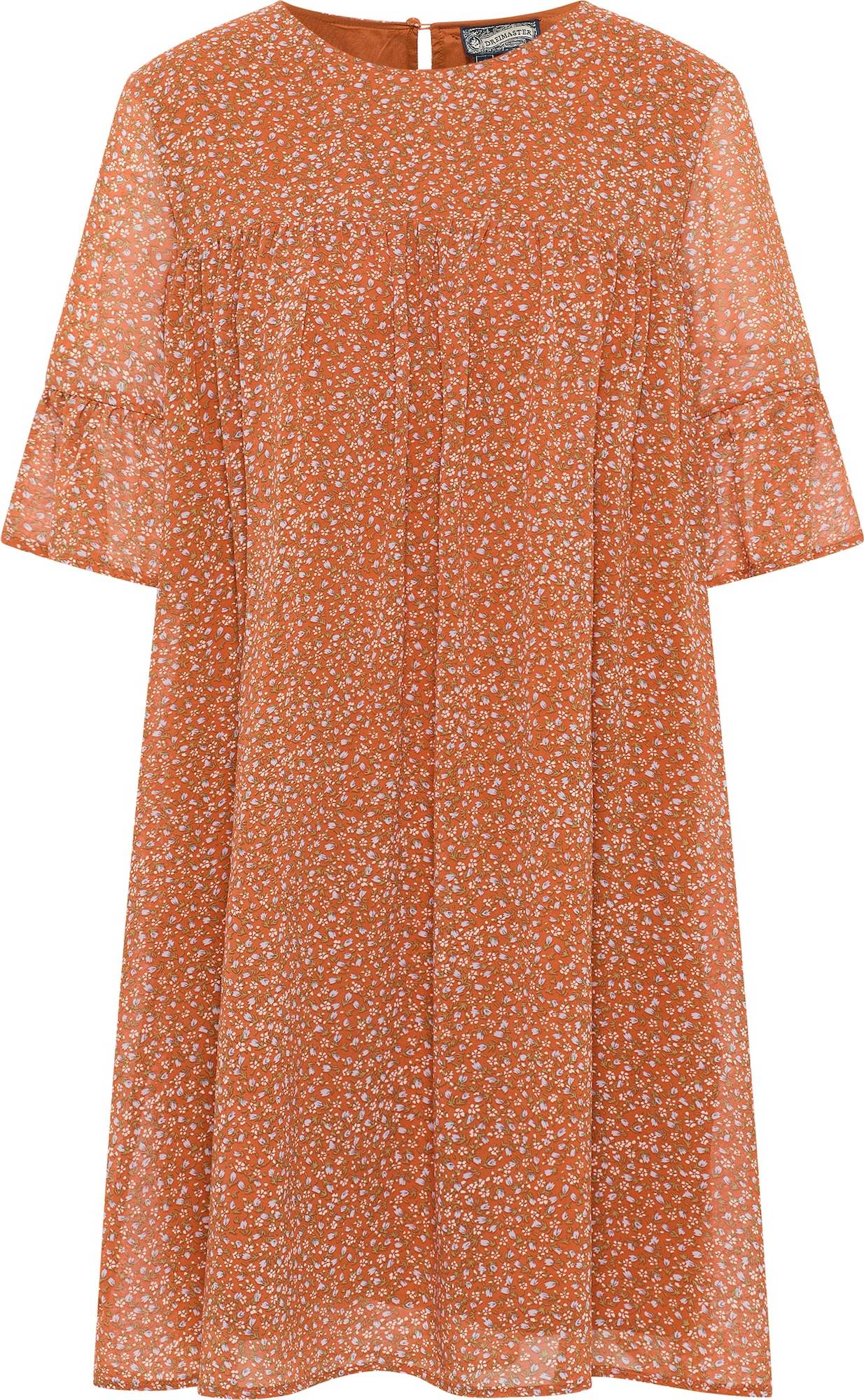 DreiMaster Vintage Šaty 'Zitha' světlemodrá / trávově zelená / oranžová