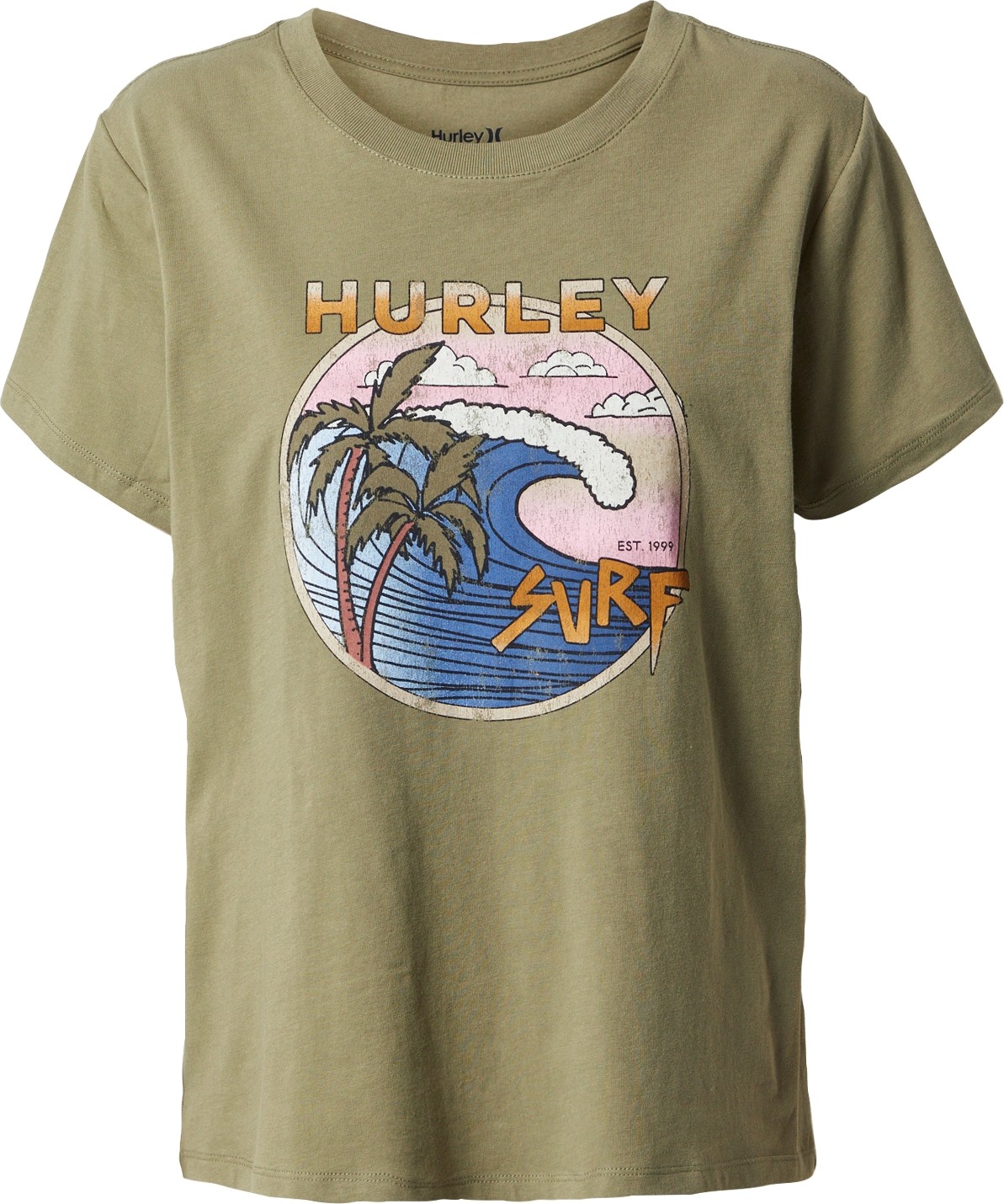 Hurley Funkční tričko modrá / olivová / pastelově růžová / bílá