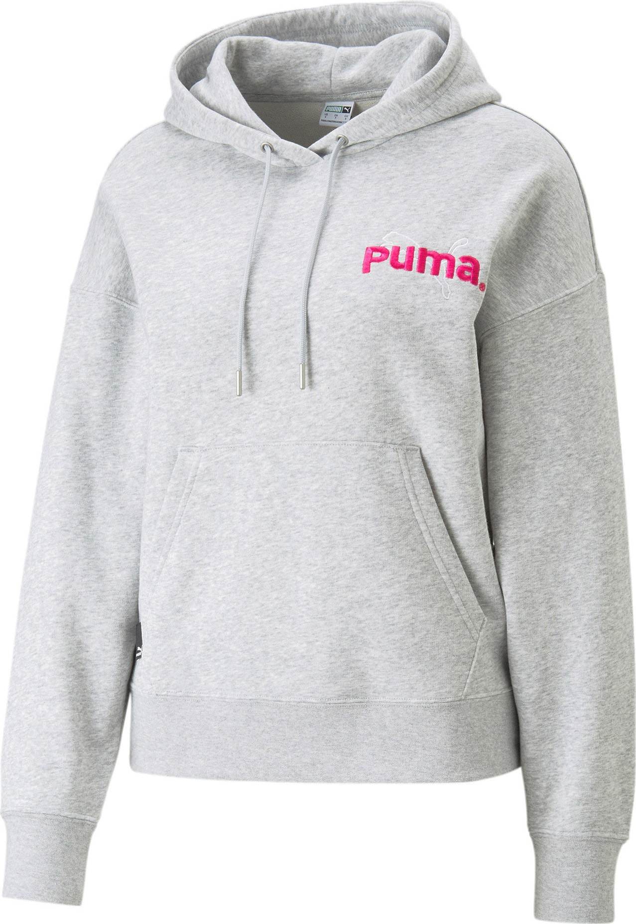 PUMA Mikina 'TEAM' šedý melír / pink / bílá