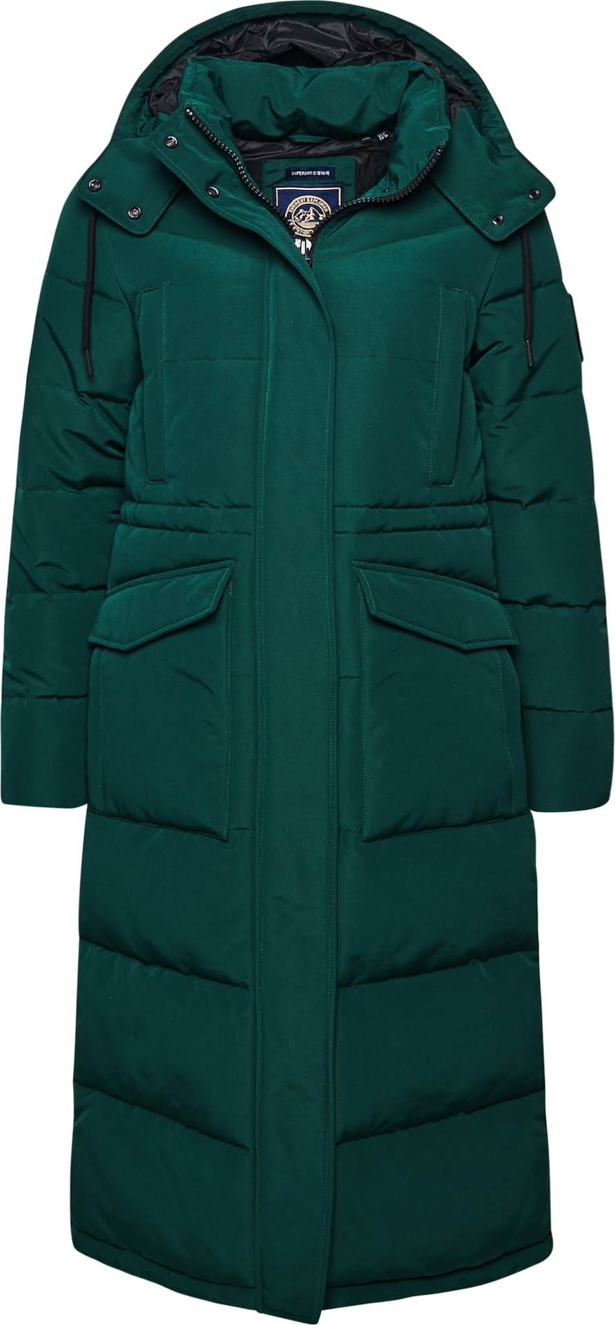 Superdry Zimní kabát 'Everest' tmavě zelená / černá / bílá