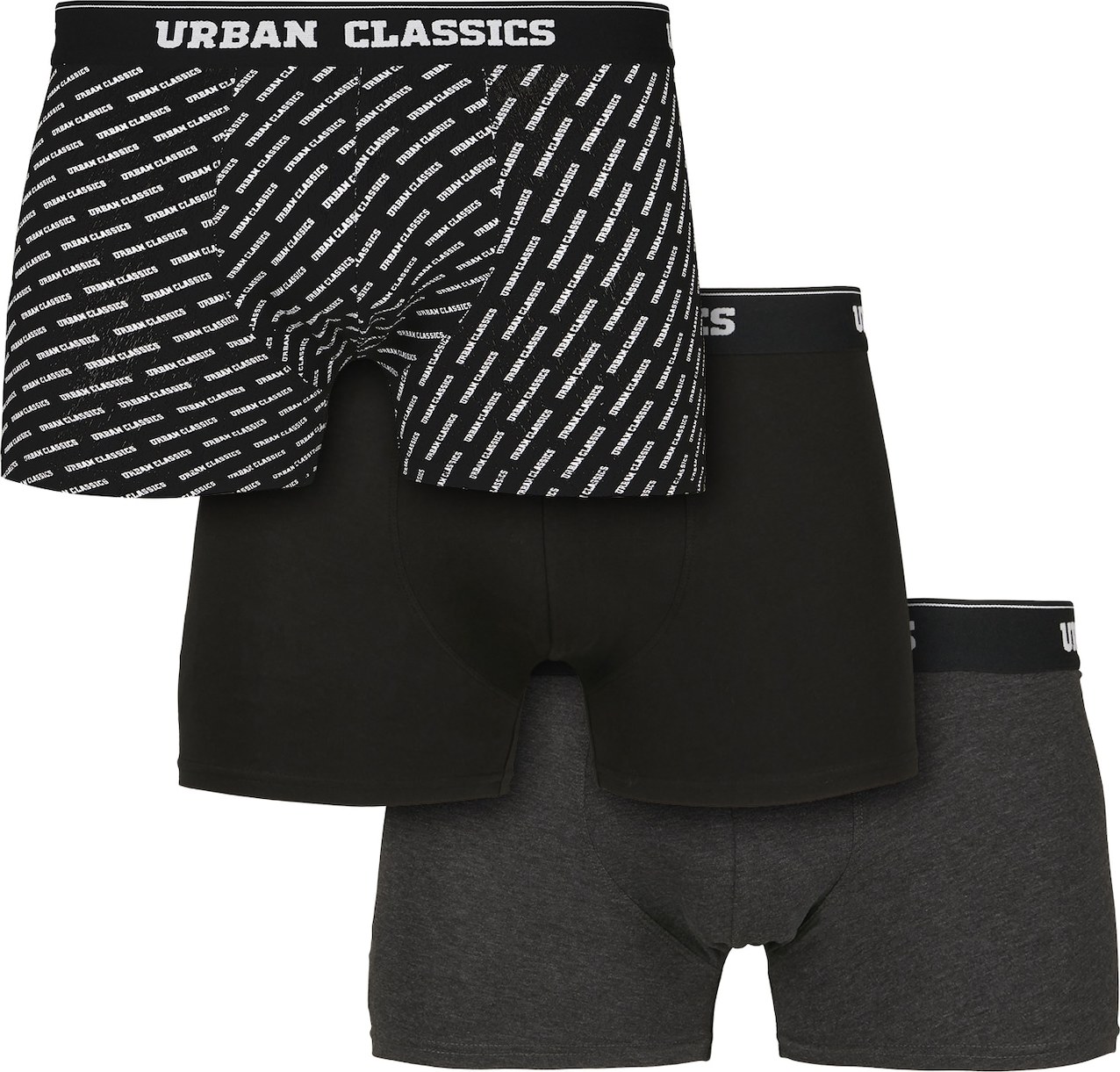 Urban Classics Boxerky tmavě šedá / černá / bílá