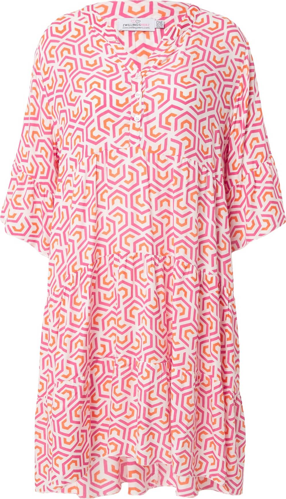 Zwillingsherz Košilové šaty 'Ingrid' oranžová / pink / bílá