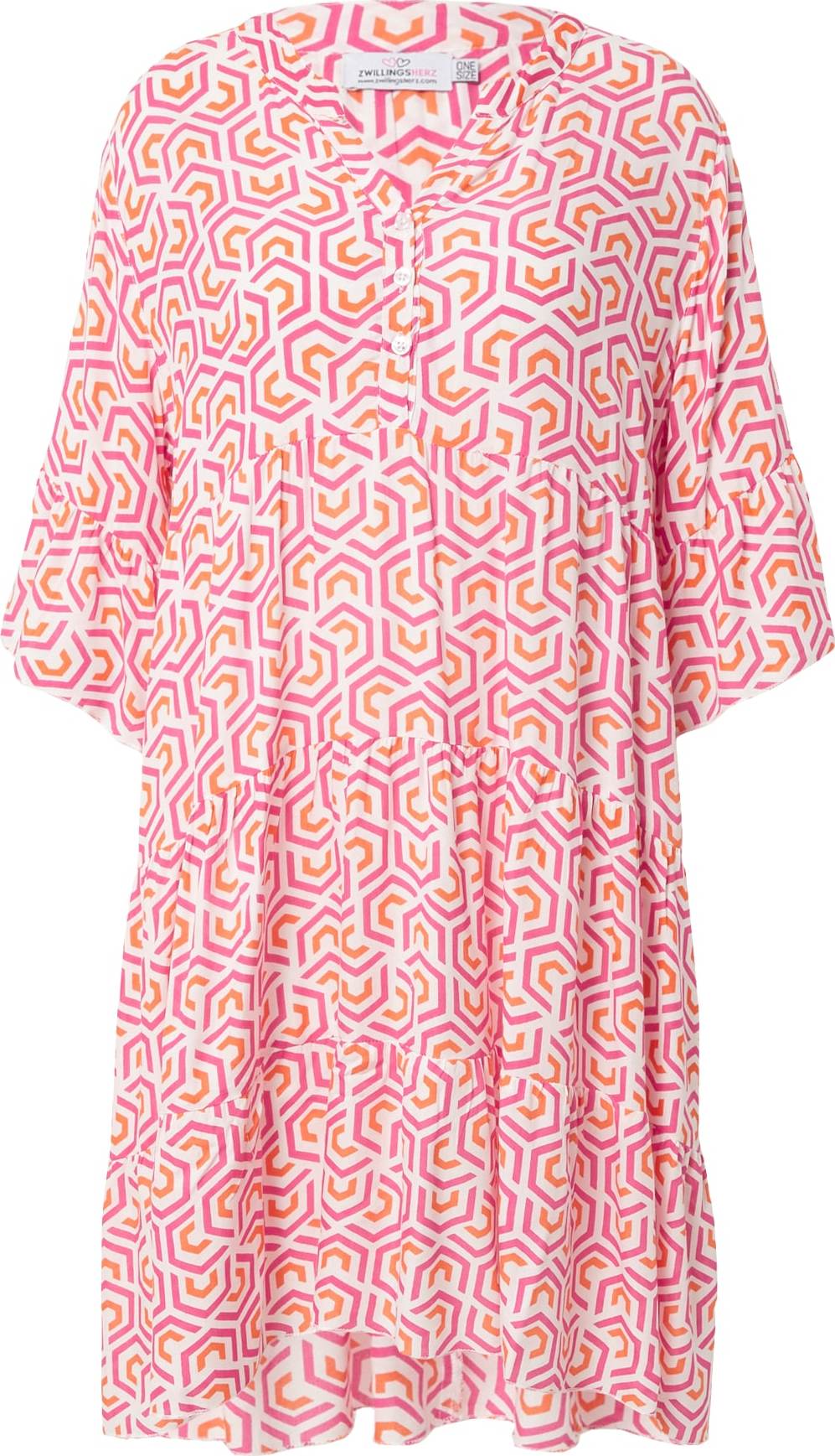 Zwillingsherz Košilové šaty 'Ingrid' oranžová / pink / bílá