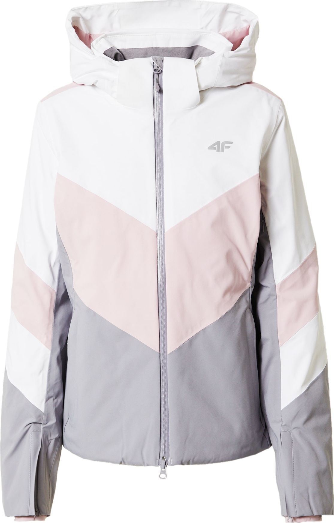 4F Outdoorová bunda šedá / růžová / bílá