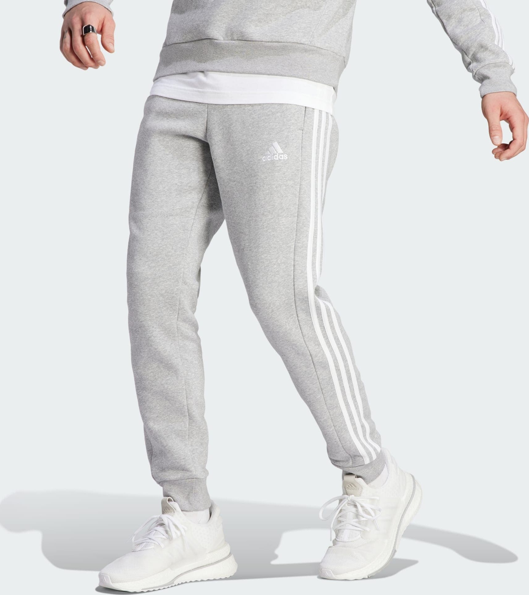 ADIDAS PERFORMANCE Sportovní kalhoty šedý melír / bílá