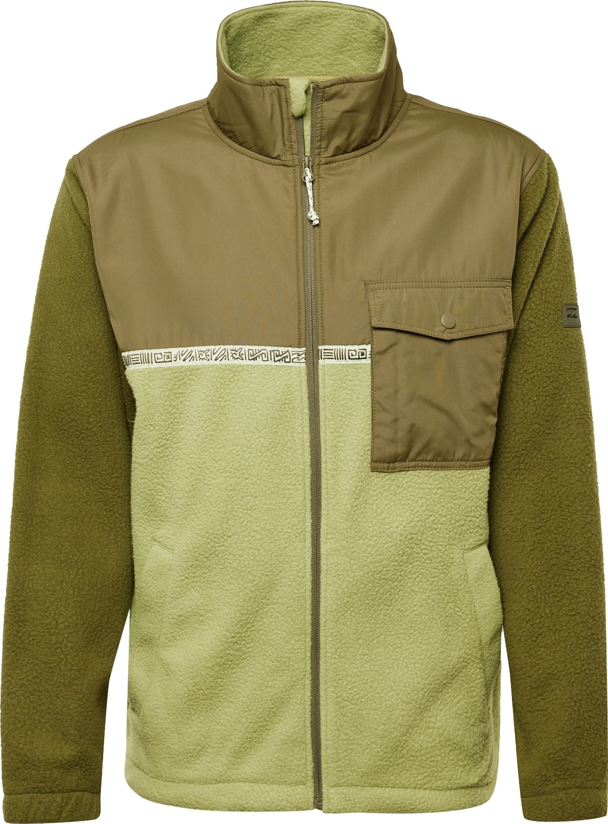 BILLABONG Funkční fleecová mikina 'BOUNDARY' khaki / jablko / bílá
