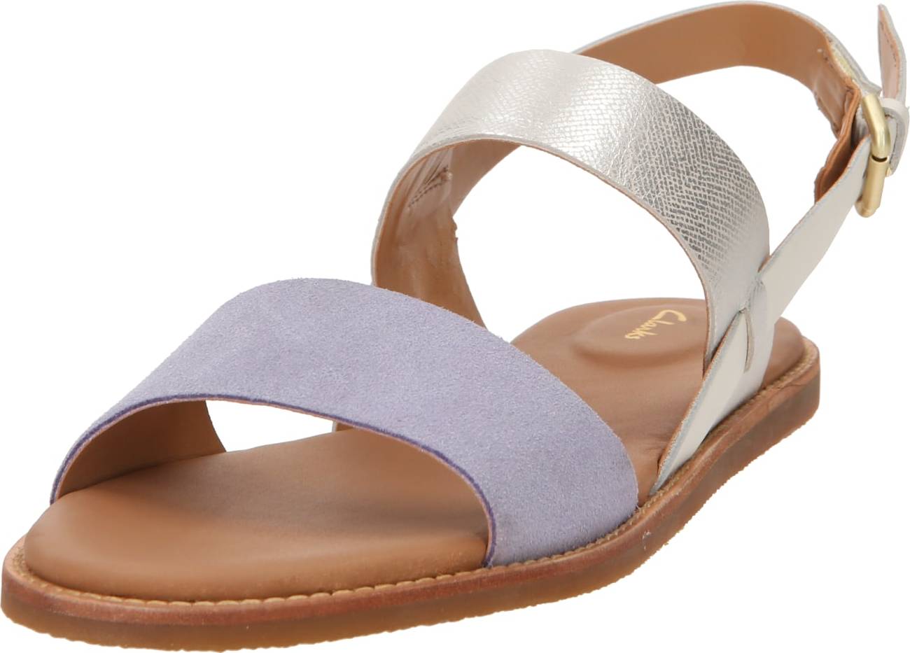 CLARKS Páskové sandály 'Karsea' fialová / stříbrná / bílá
