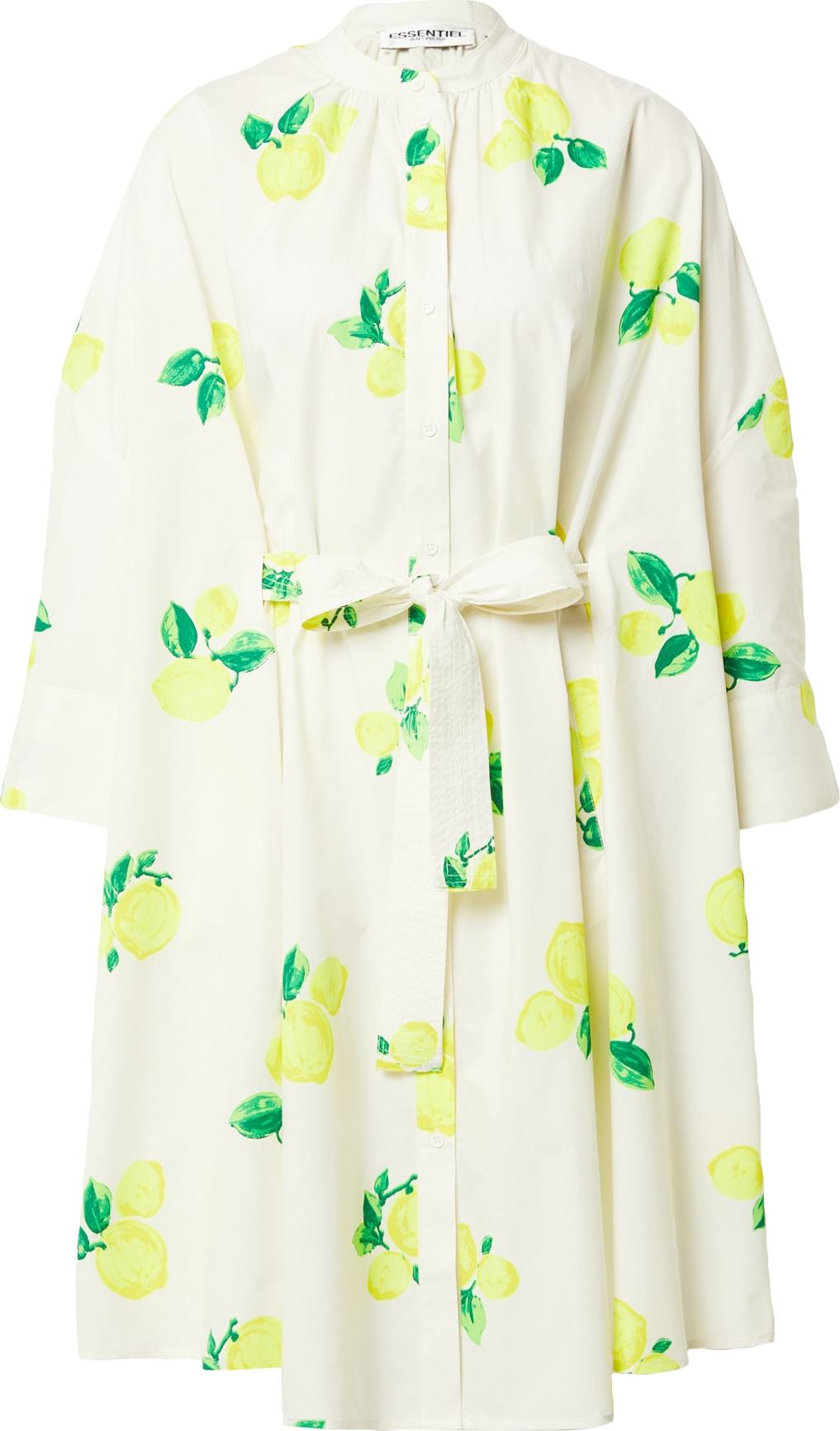 Essentiel Antwerp Košilové šaty 'Dimi' limone / zelená / bílá