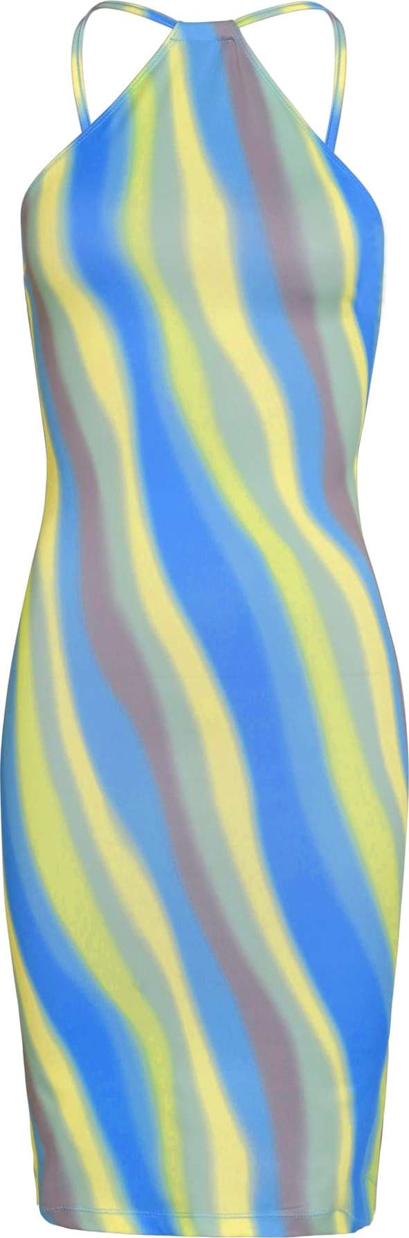 OW Collection Letní šaty 'MIA' modrá / žlutá / limetková