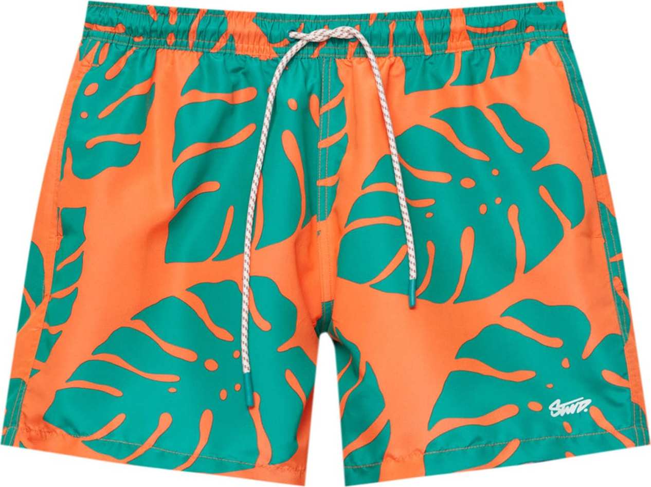 Pull&Bear Plavecké šortky smaragdová / oranžová