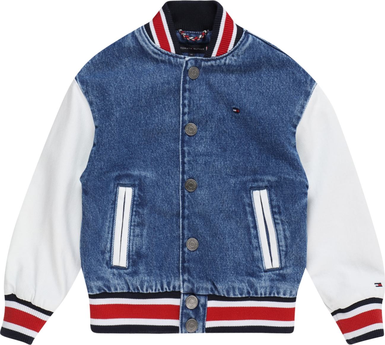 TOMMY HILFIGER Přechodná bunda námořnická modř / modrá džínovina / červená / bílá