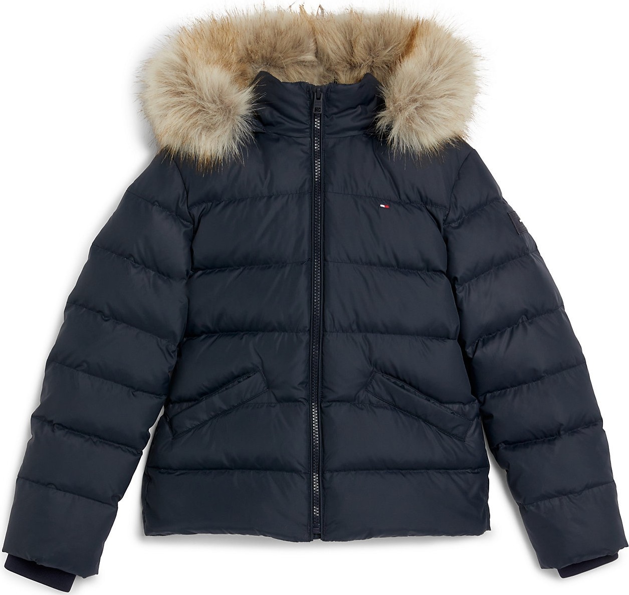 TOMMY HILFIGER Zimní bunda noční modrá / světle hnědá
